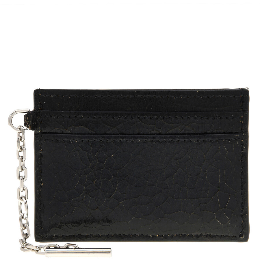 Alexander Mcqueen Black / Caramel / Silver Men's T-Bar Card Holder - 3