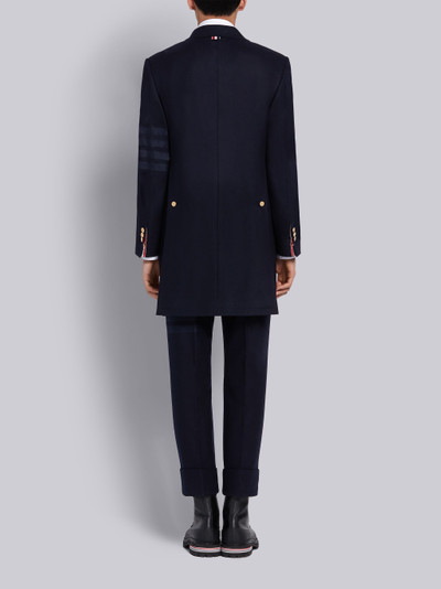 Thom Browne Navy Wool Cashmere Flannel Tonal 4-Bar Classic Chesterfield Overcoat outlook