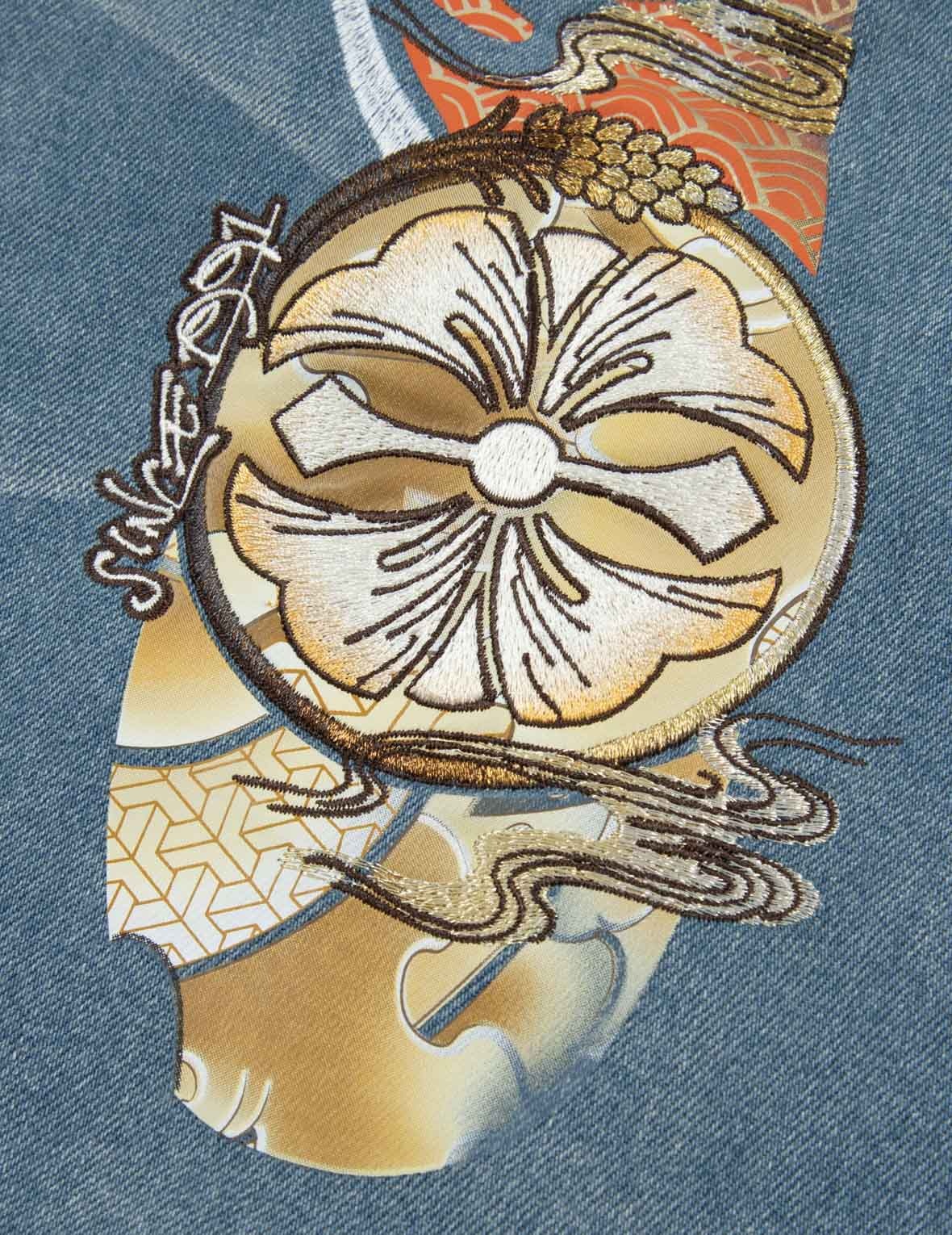 HANAFUDA DARUMA DAICOCK EMBROIDERY RELAX FIT DENIM JACKET - 8