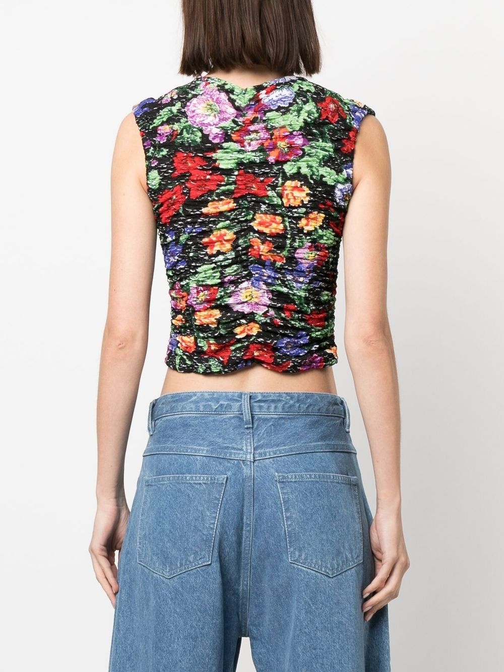floral-print ruched vest top - 4