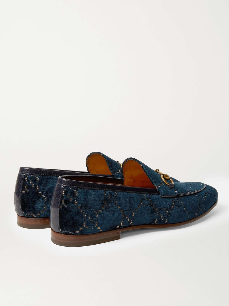 Jordaan Horsebit Leather-Trimmed Logo-Embroidered Velvet Loafers 5
