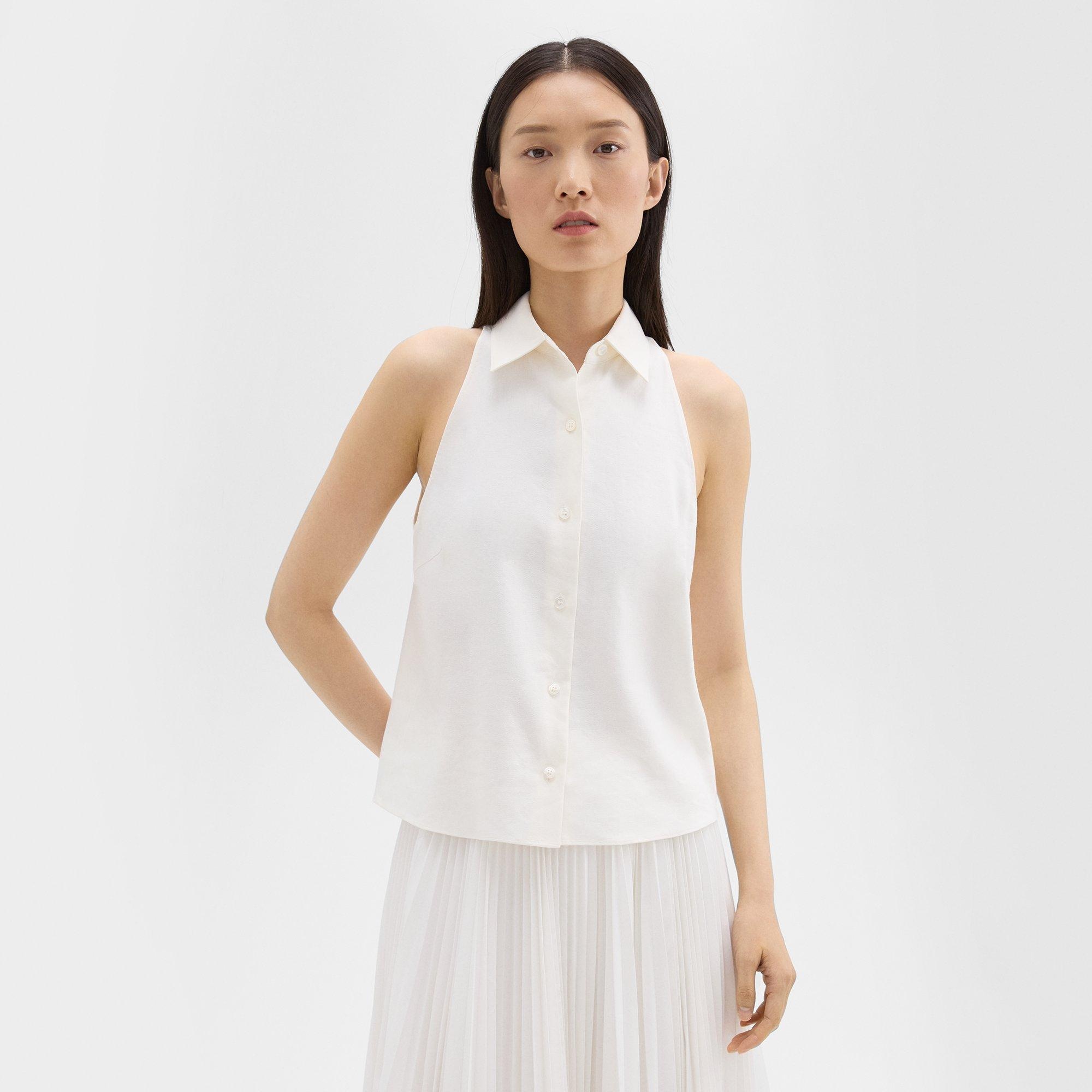 Halter Neck Shirt in Linen-Viscose - 2