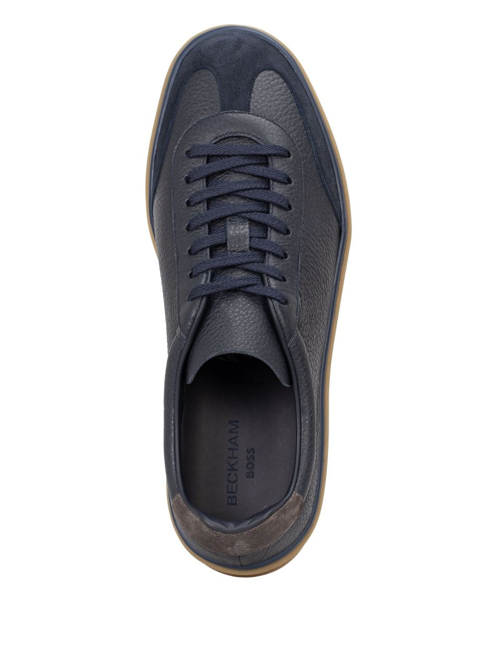 leather-panelled lace-up sneakers - 3