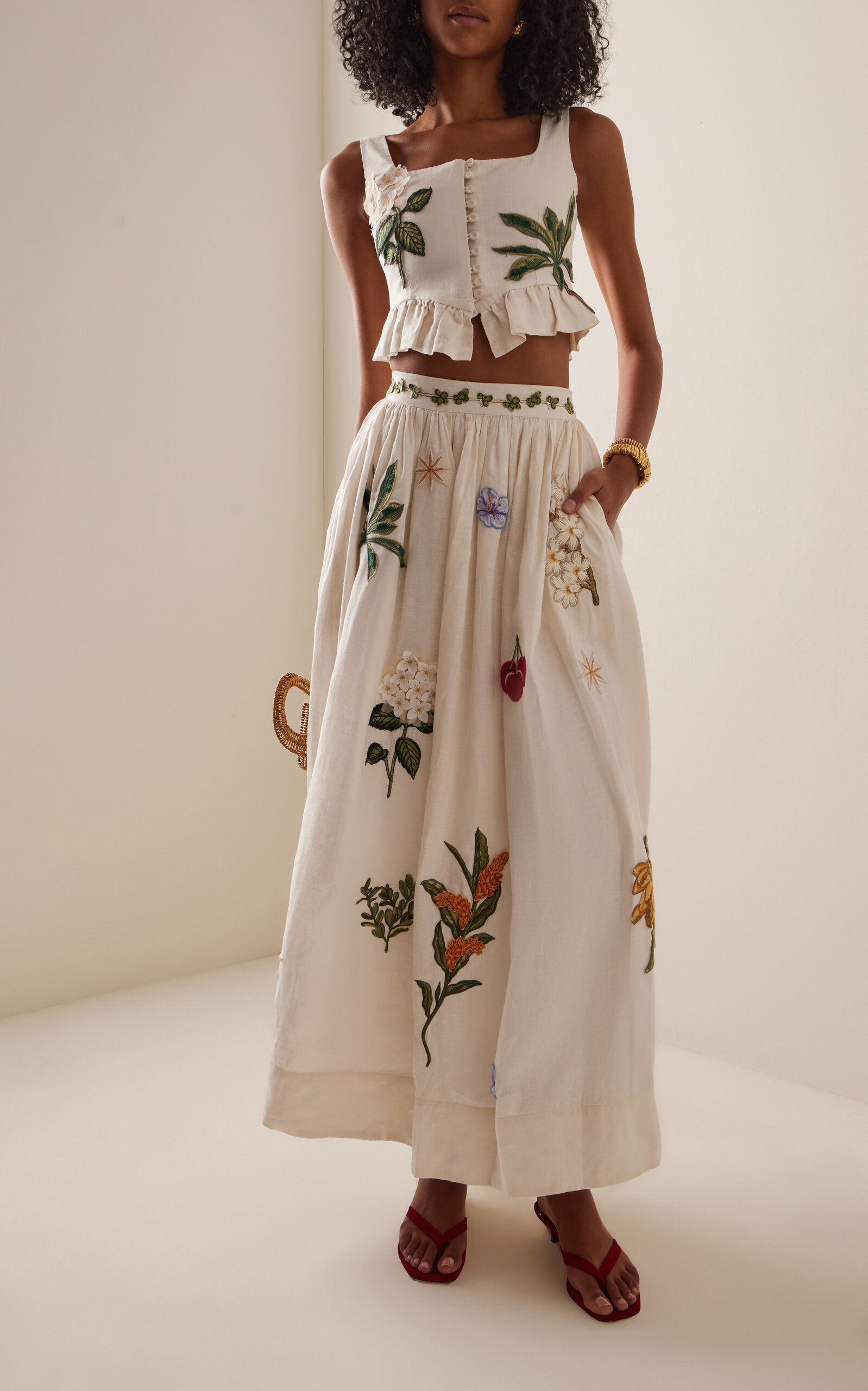 Eslabon Embroidered Linen Top multi - 3