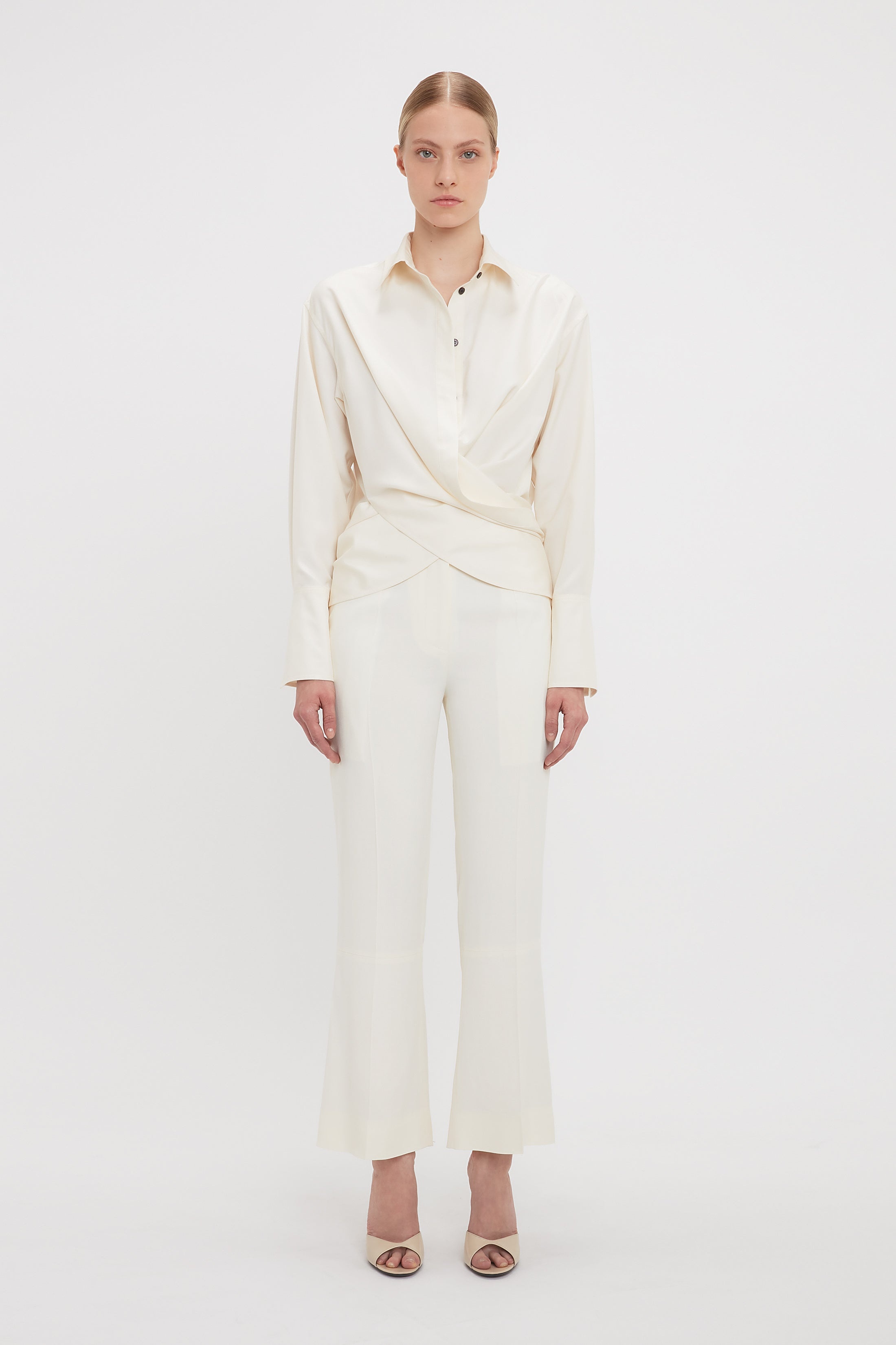 Exclusive Wrap Front Blouse In Off White - 2