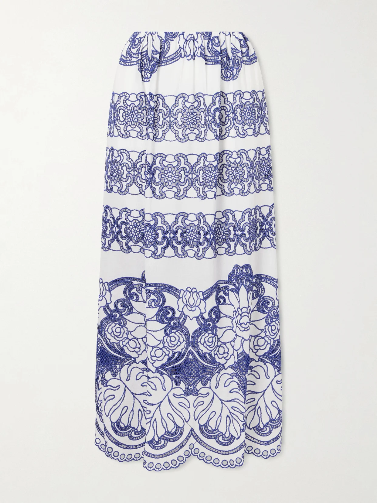 Belan Scalloped Broderie Anglaise Cotton-blend Maxi Skirt - 1