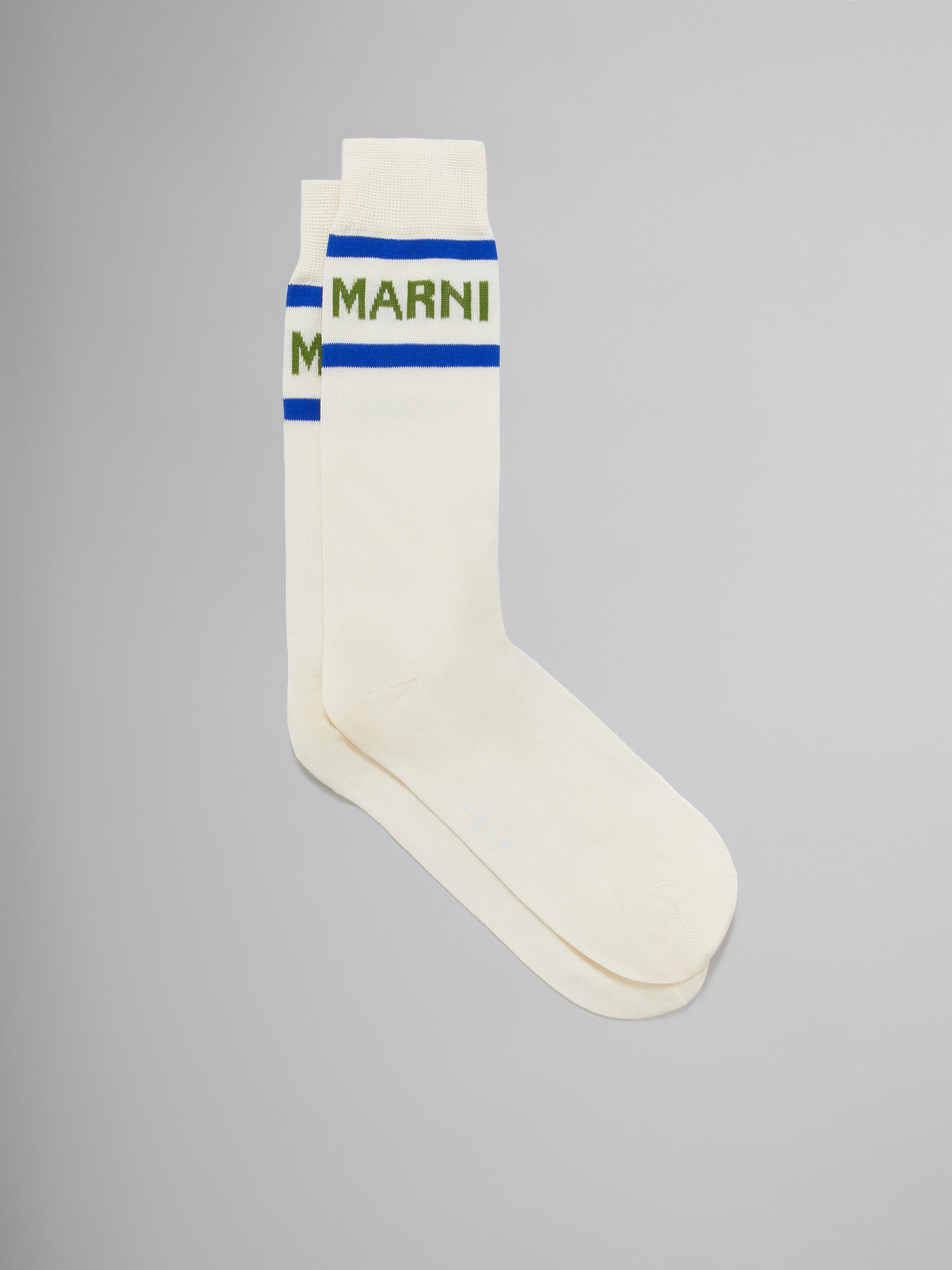 CREAM SOCKS WITH LOGO CUFFS - 1