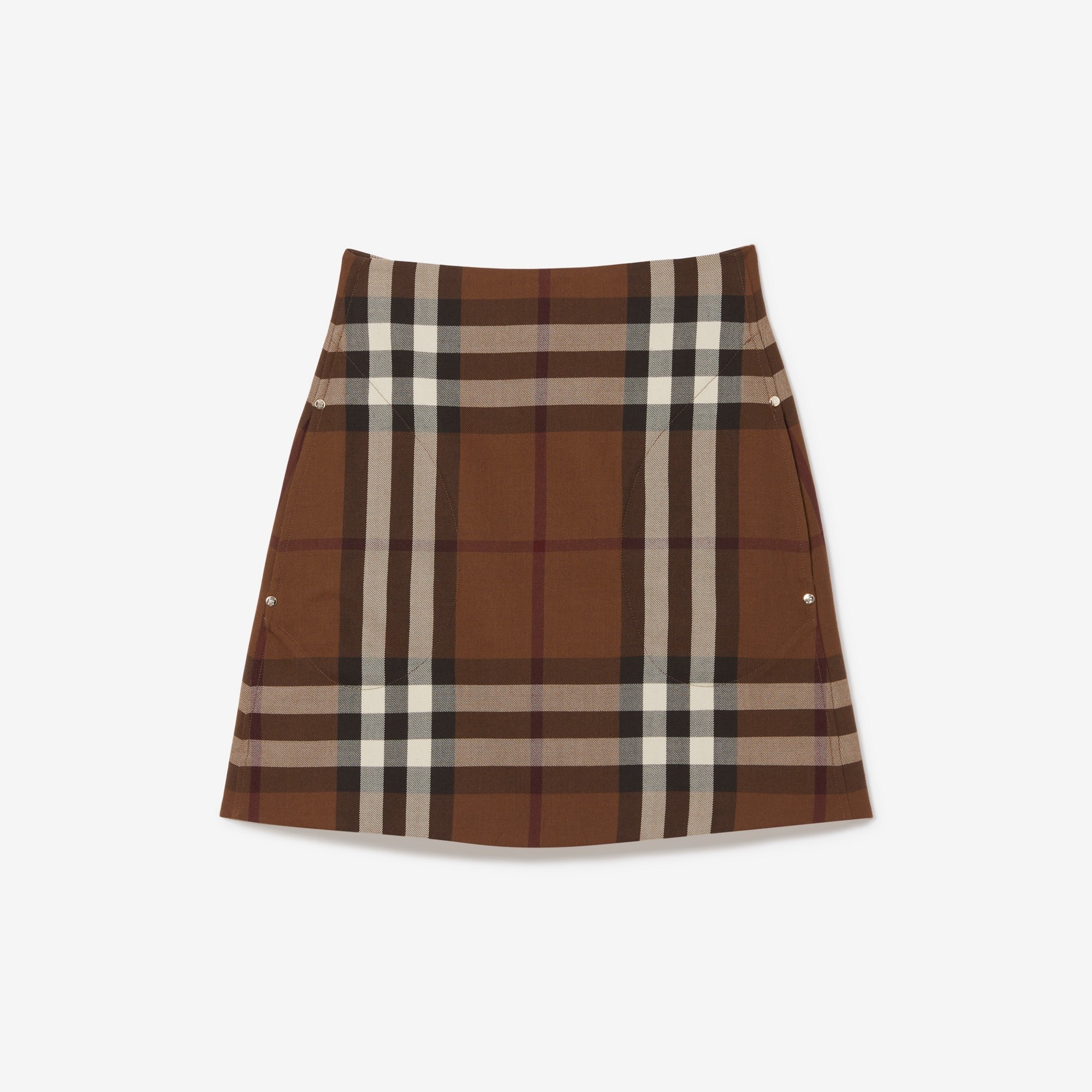 Check Wool Cotton Jacquard Mini Skirt - 1