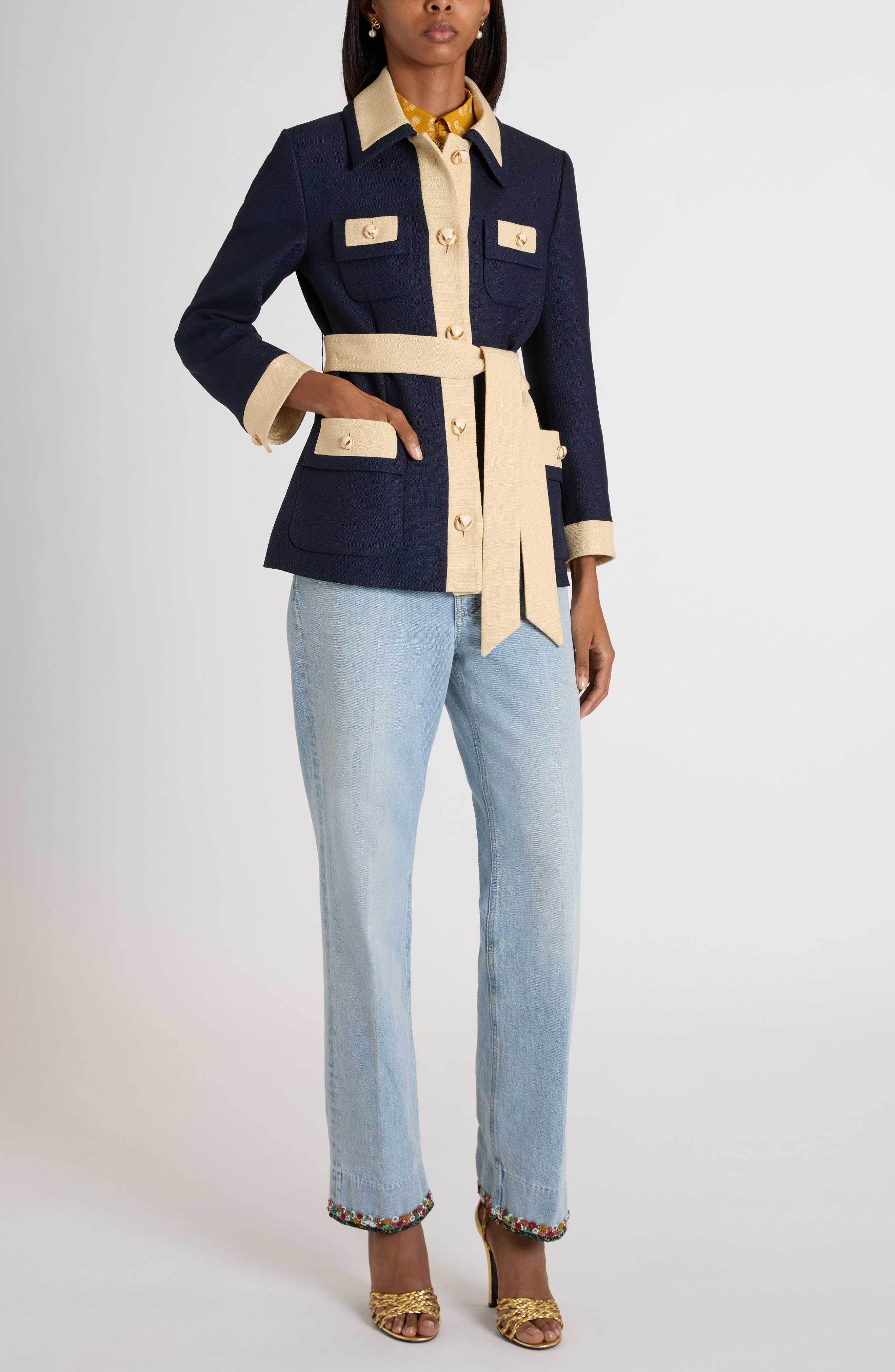 Valentino Garavani Caban Belted Jacket in Brown/Blue at Nordstrom - 2