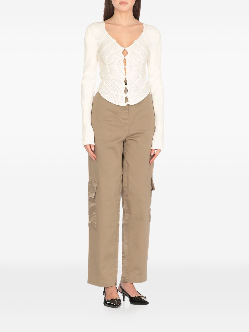 ribbed long-sleeve cardigan - 2