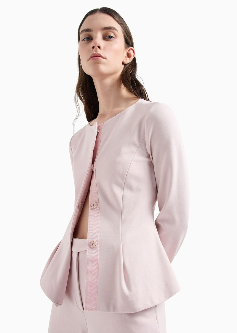Flared single-breasted jacket in stretch Milano-stitch fabric 5