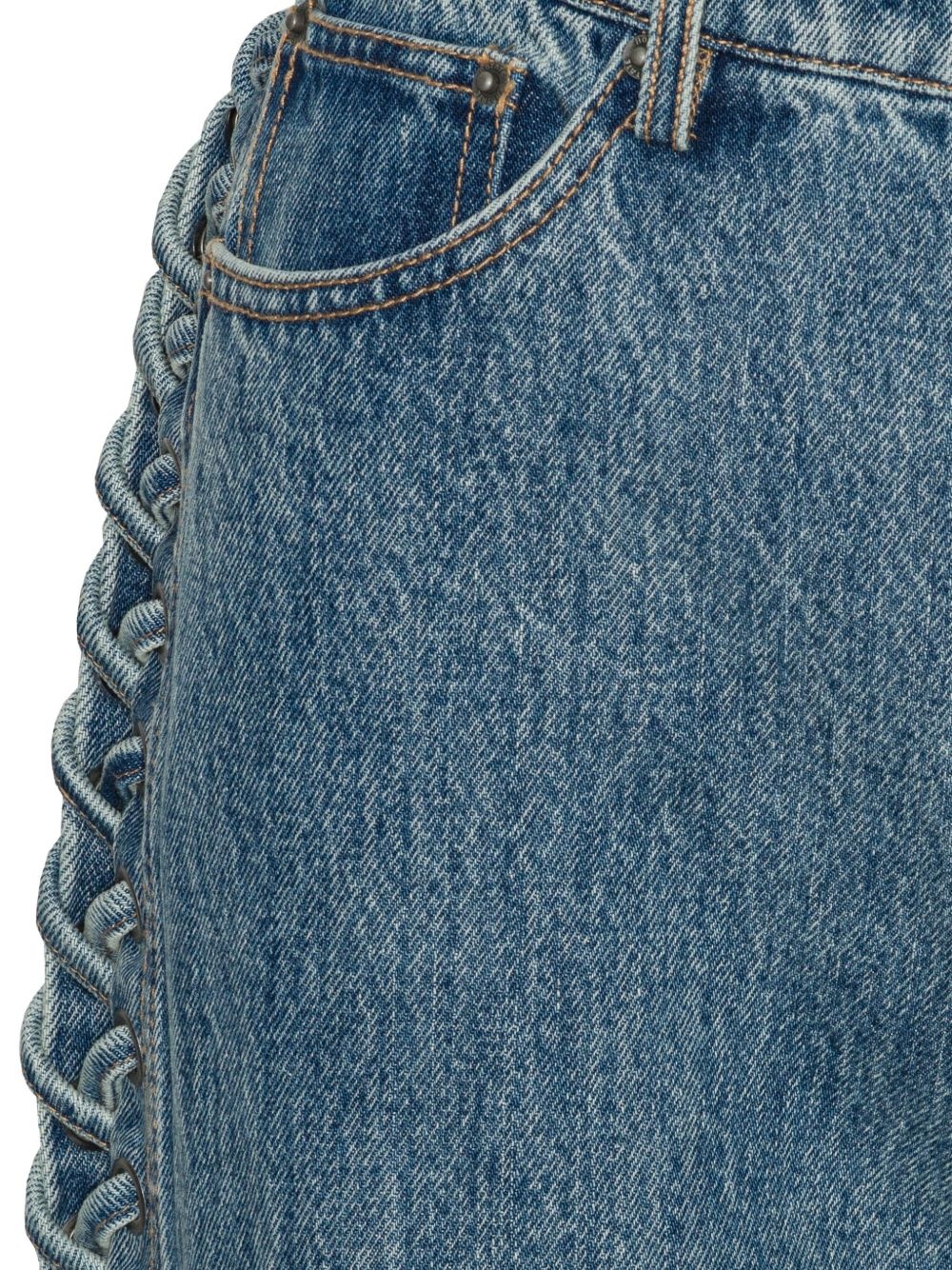 laced straight leg jeans - 4
