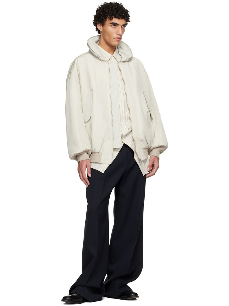 HED MAYNER Off-White Crinkled Bomber Jacket outlook