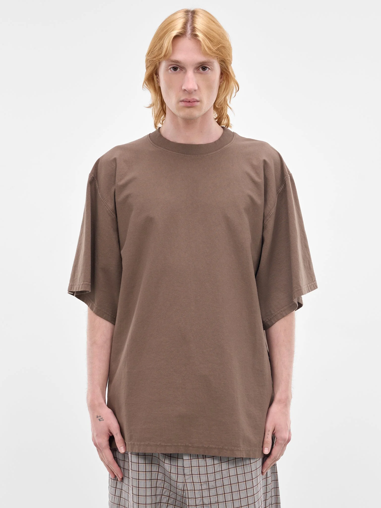 Brown Oversized Embroidered Logo Tee - 1