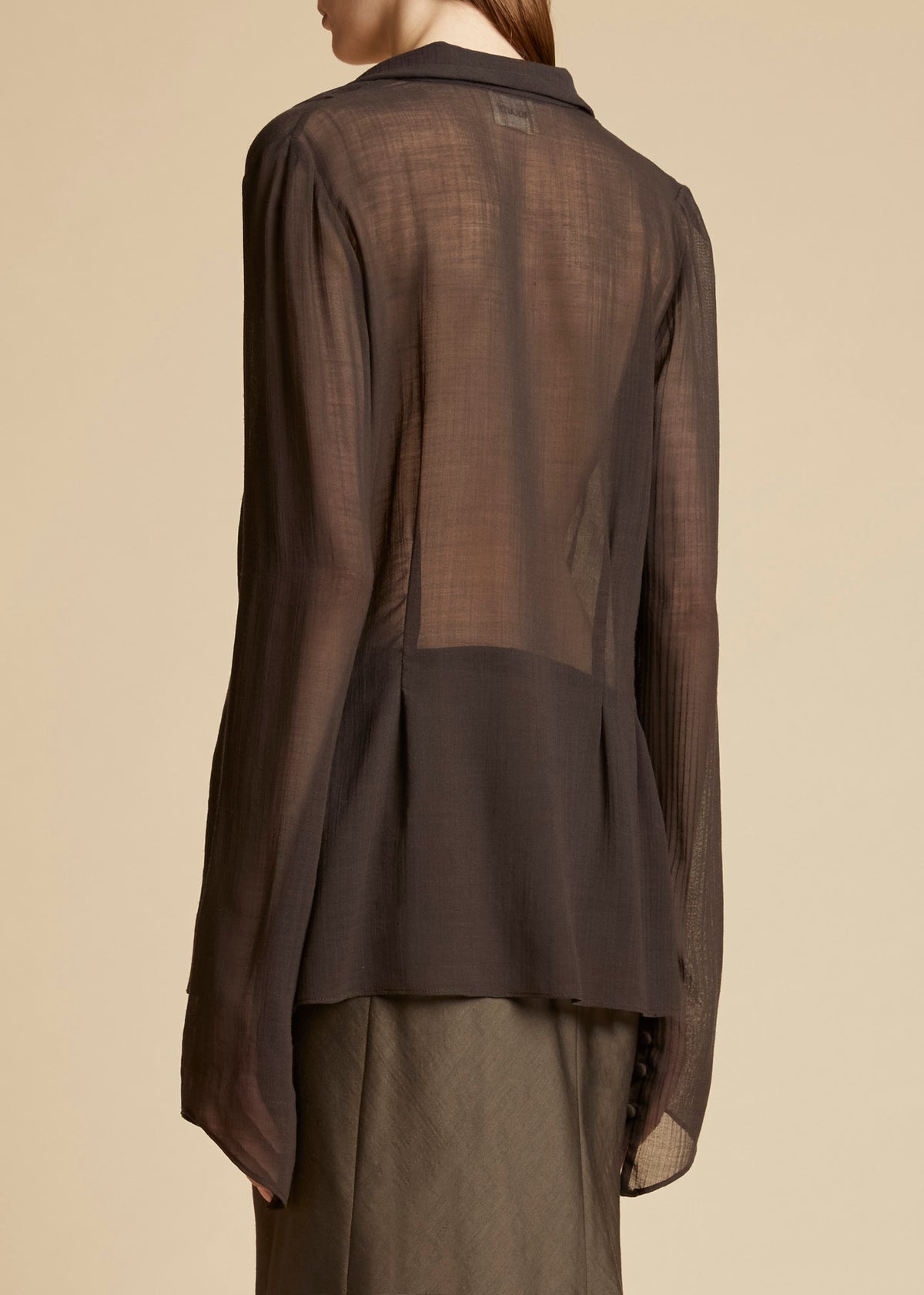 KHAITE draped silk top - Brown