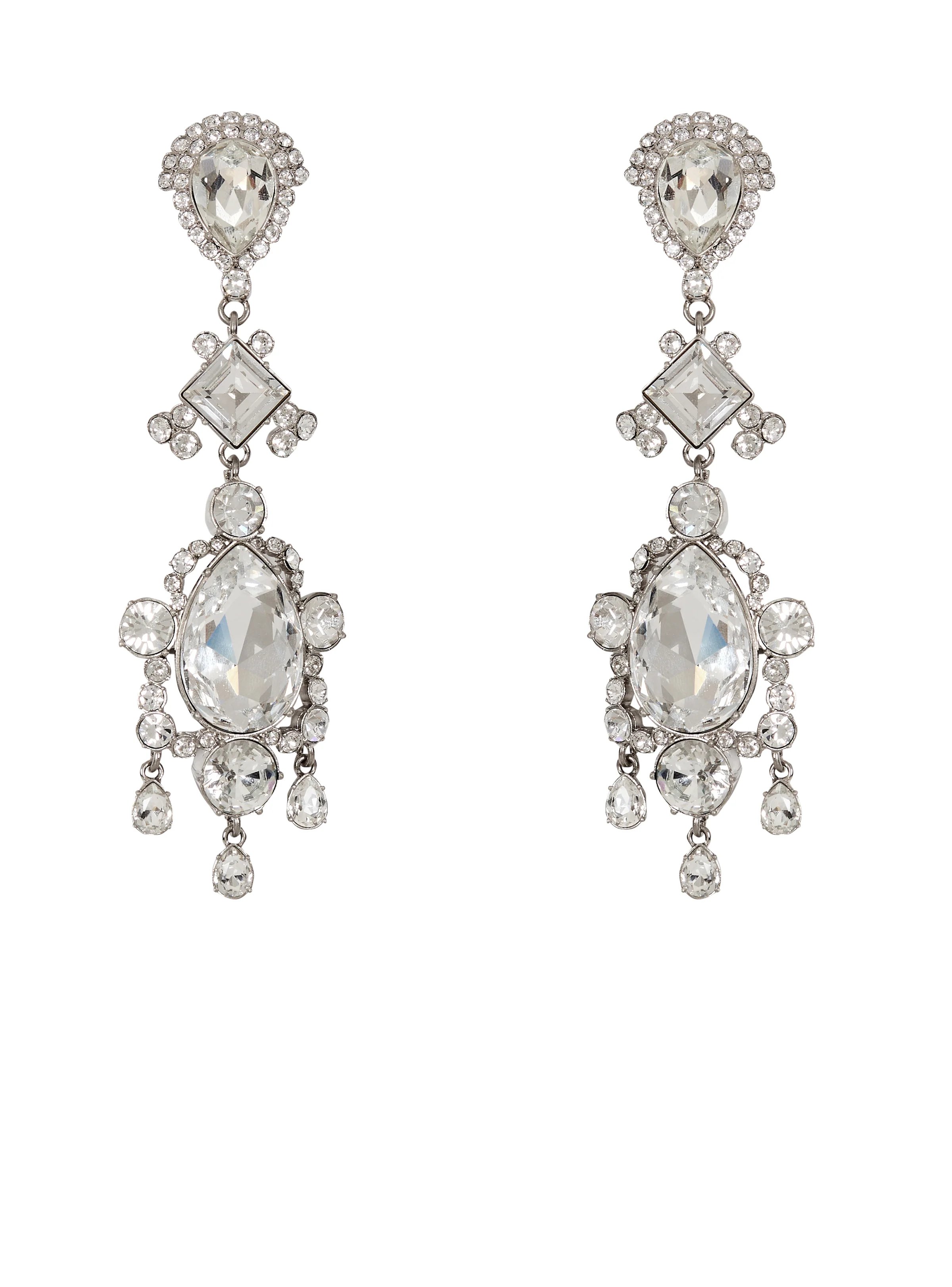 Brass and crystal pendant earrings - 1