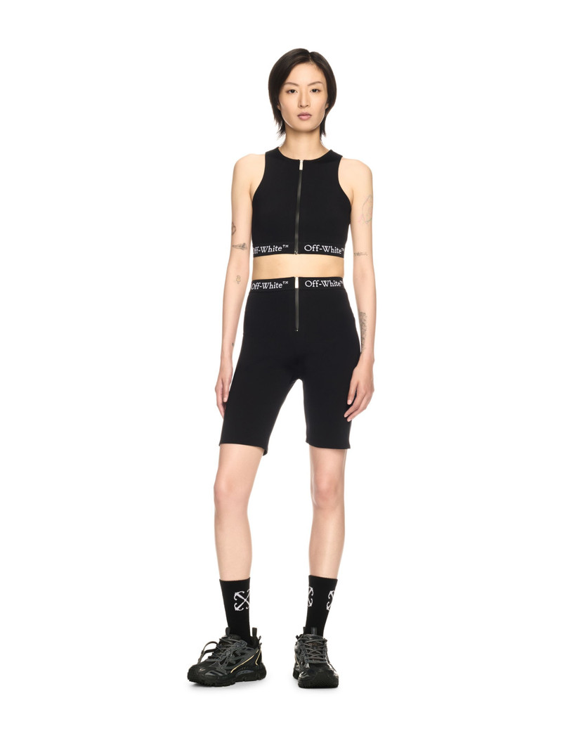 Off-White Black Logo Band Zip Shorts outlook