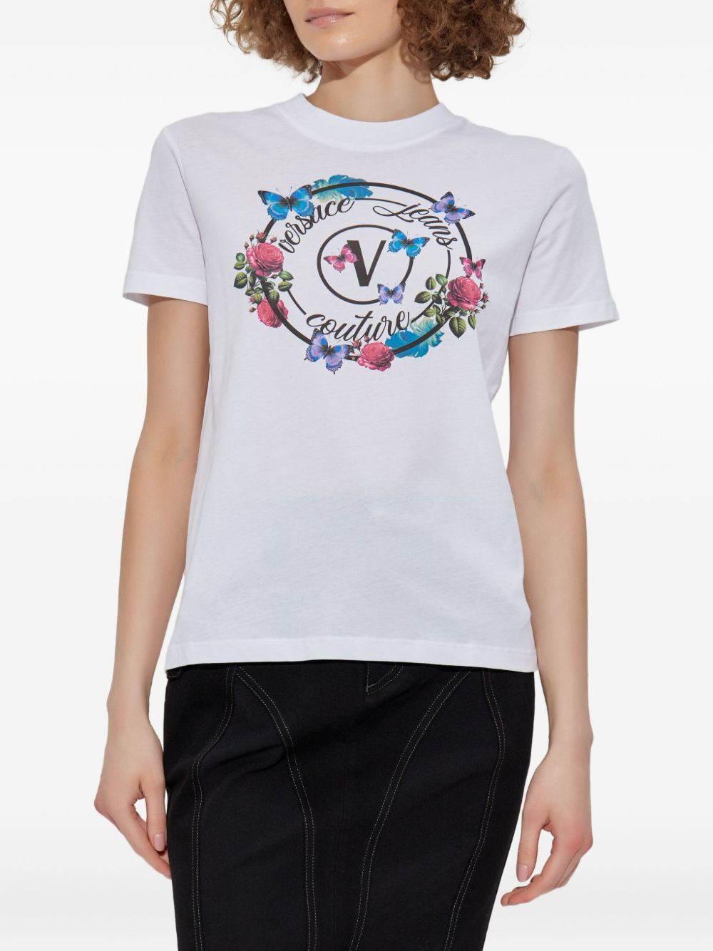 floral-butterfly print T-shirt - 3