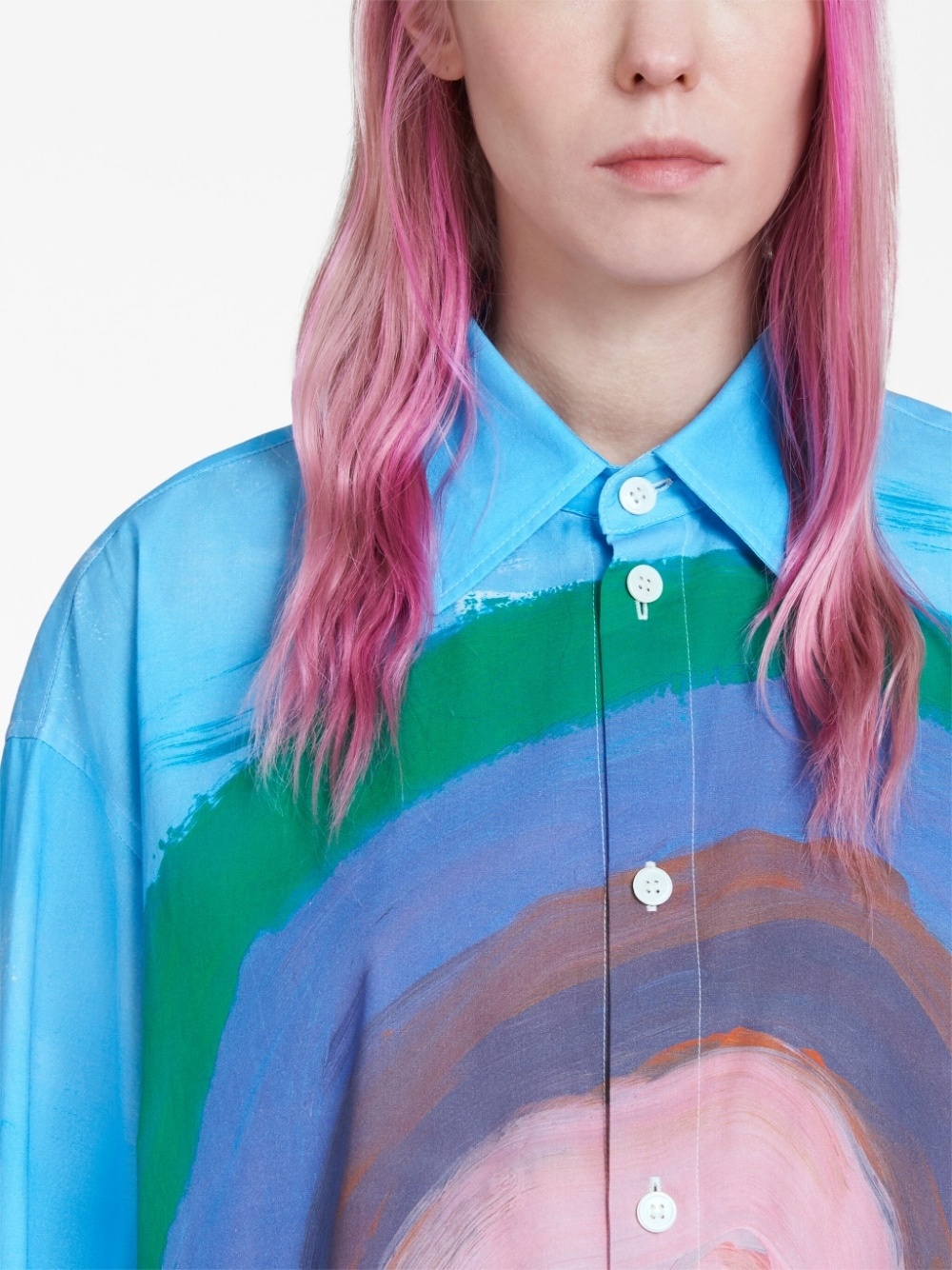 painted-design shirt dress - 3