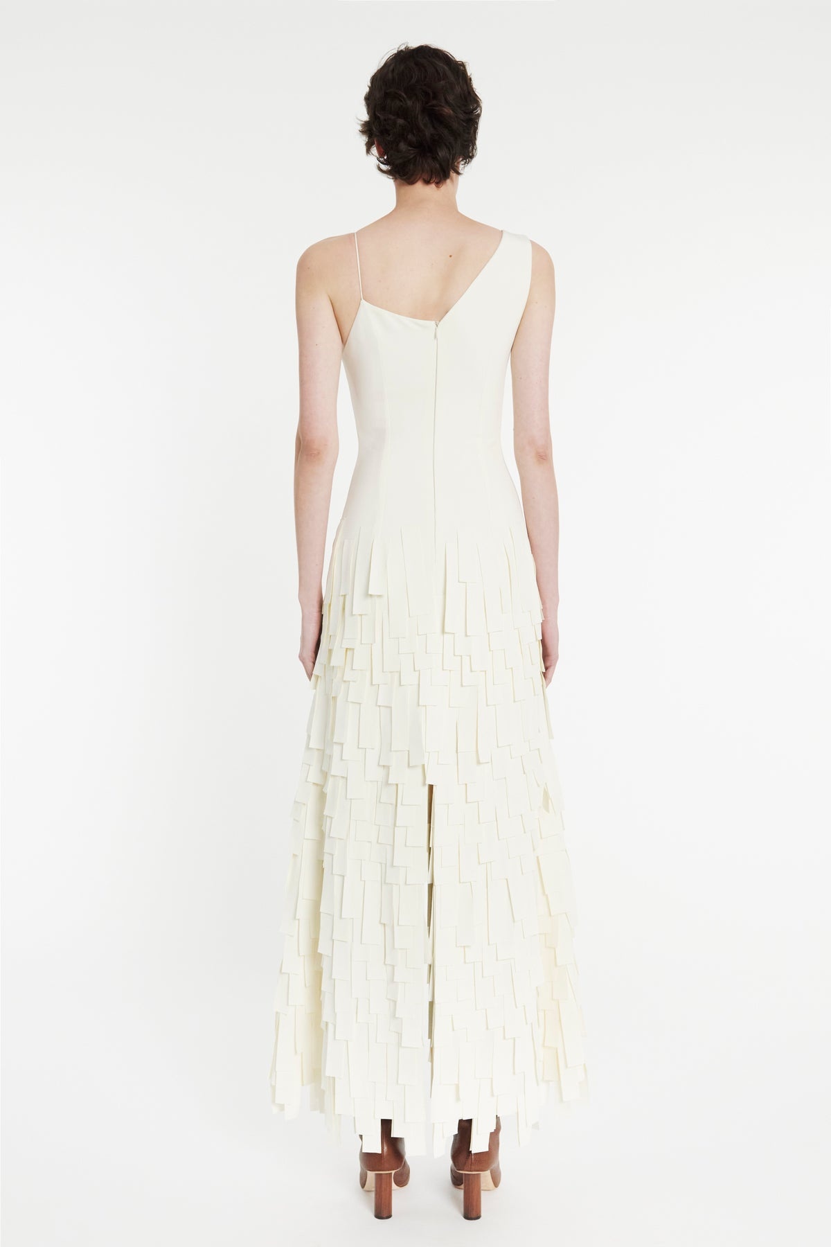 MULTI RECTANGLE MAXI DRESS WITH FRONT AND BACK SLITS IVORY - 5
