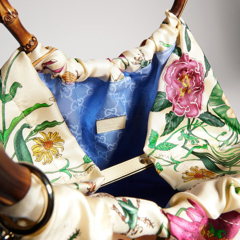 Silk maxi tote bag with bamboo handle 7
