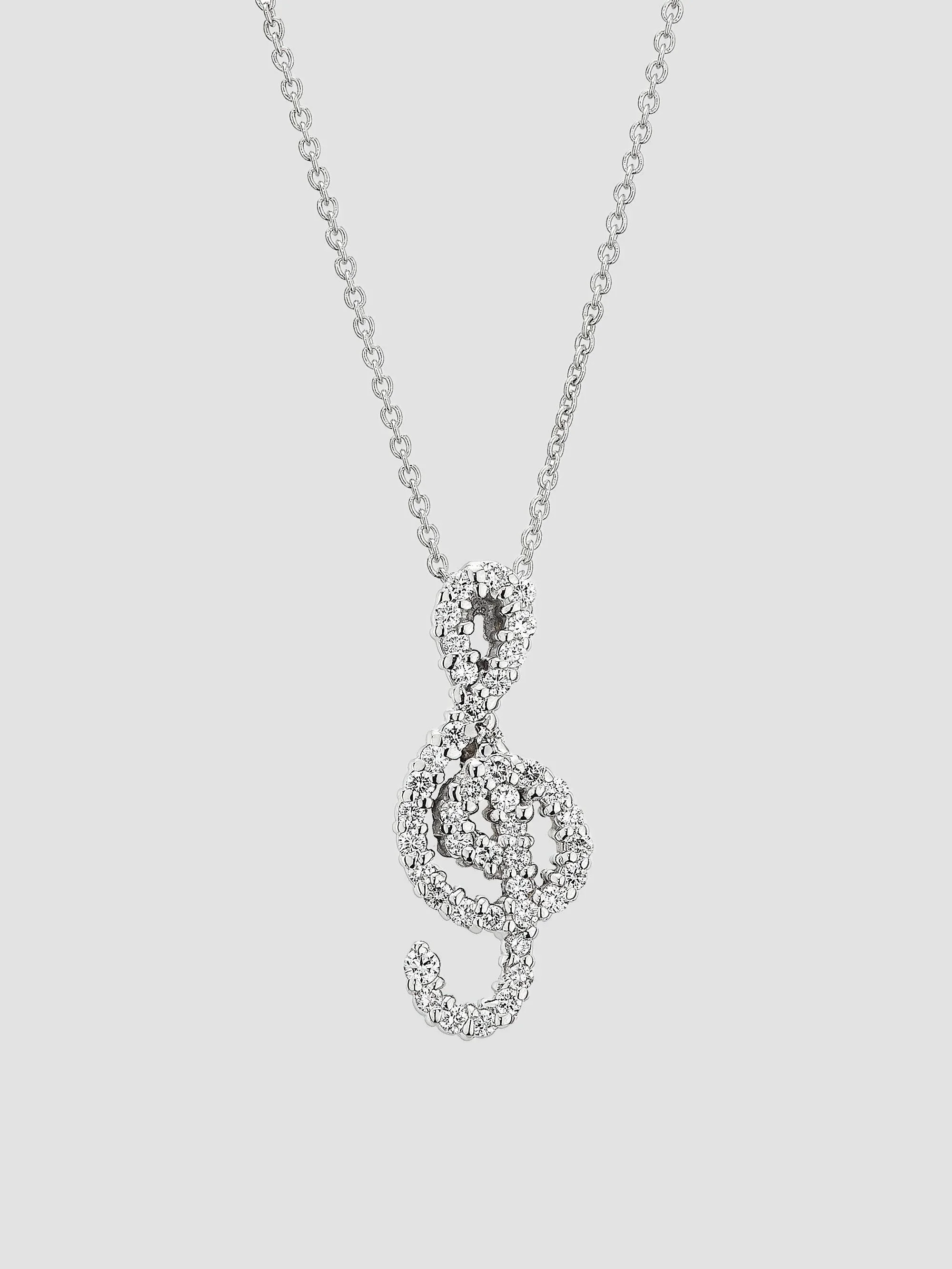 Women's Tiny Treasures 18K White Gold & 0.05 TCW Diamond Treble Clef Pendant Necklace - White Gold - 1