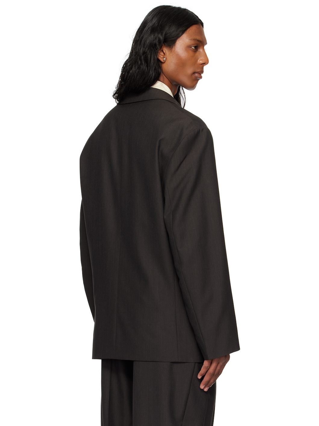 Brown Soft Double Breasted Blazer - 3