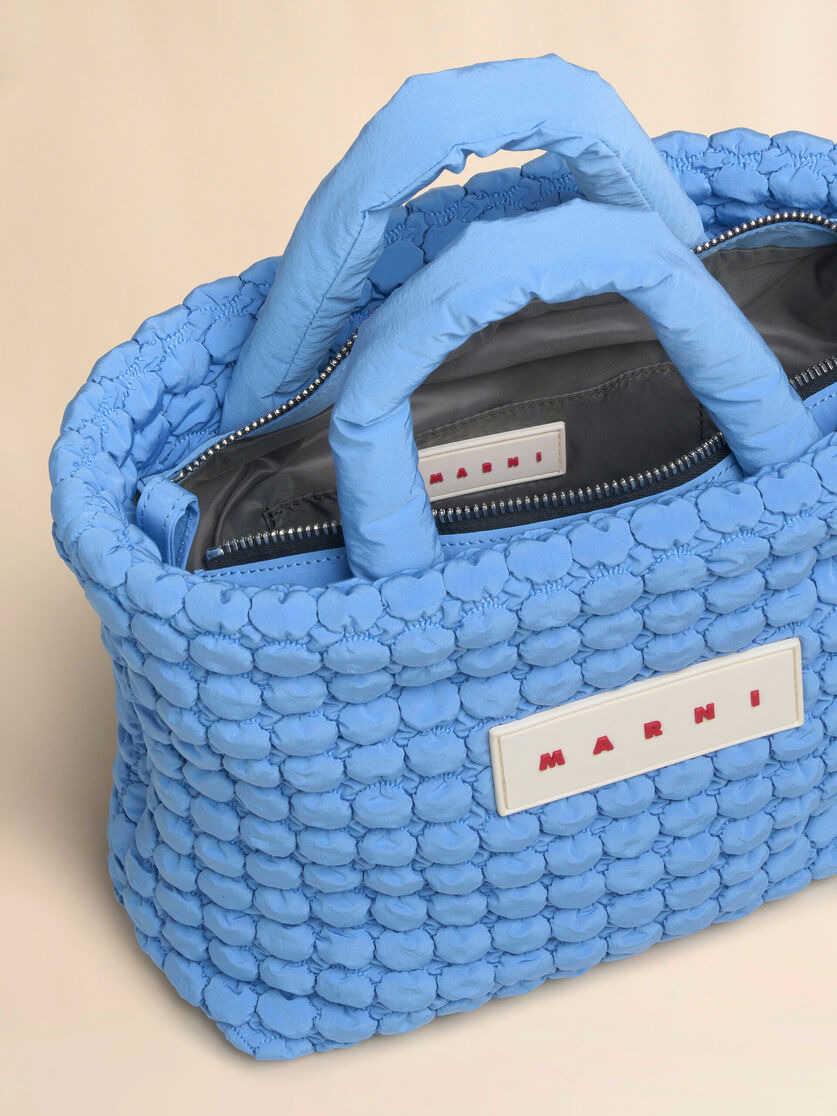 LIGHT BLUE NYLON PUFF SMALL TOTE BAG - 4