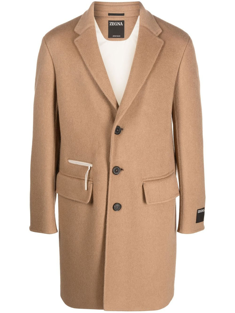 zip-pocket single-breasted coat 1