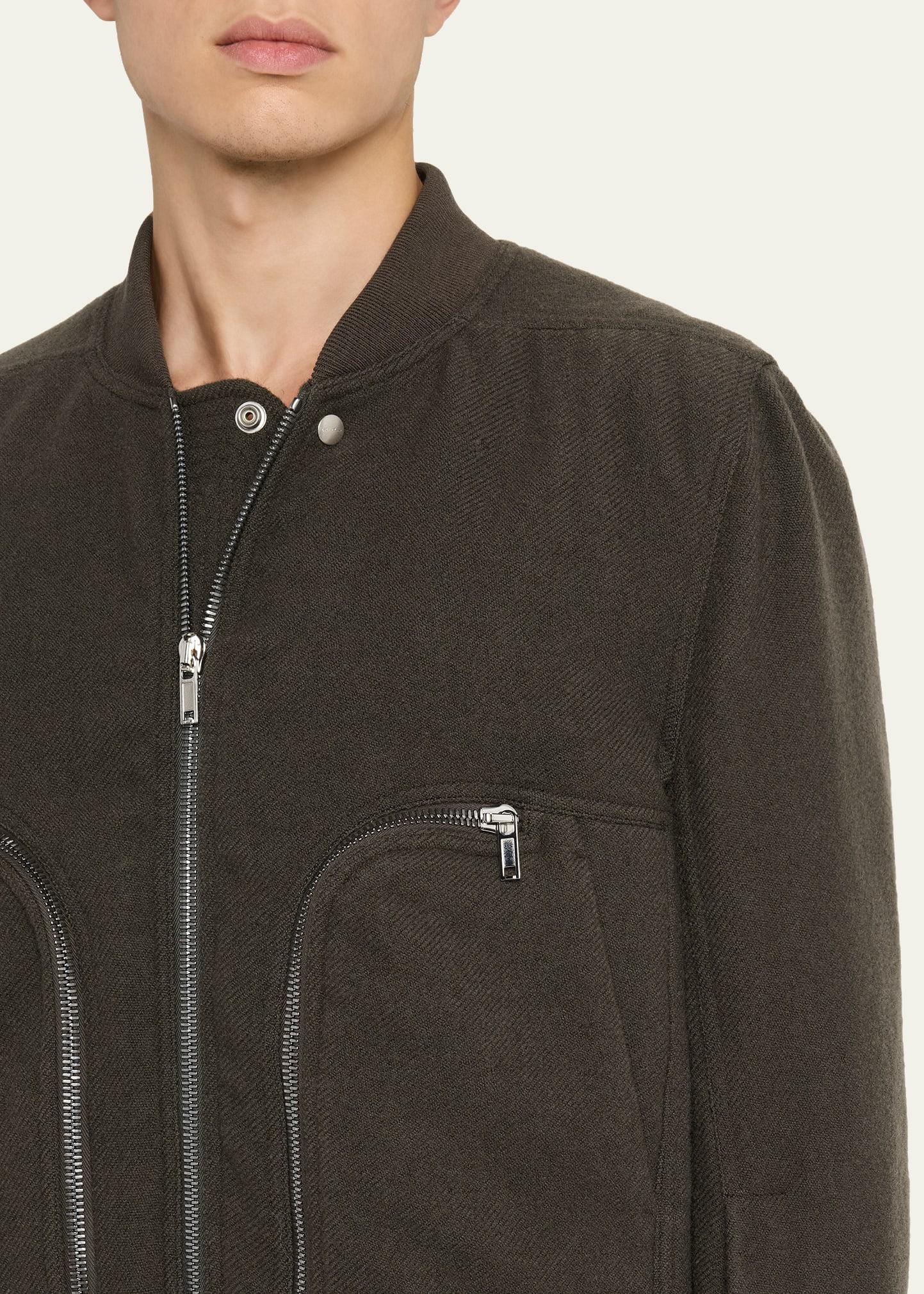 Men's Wool Knit Full-Zip Bomber Jacket - 5