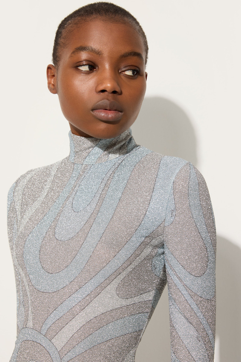MARMO PRINT HIGH-NECK LAMÉ TOP 5
