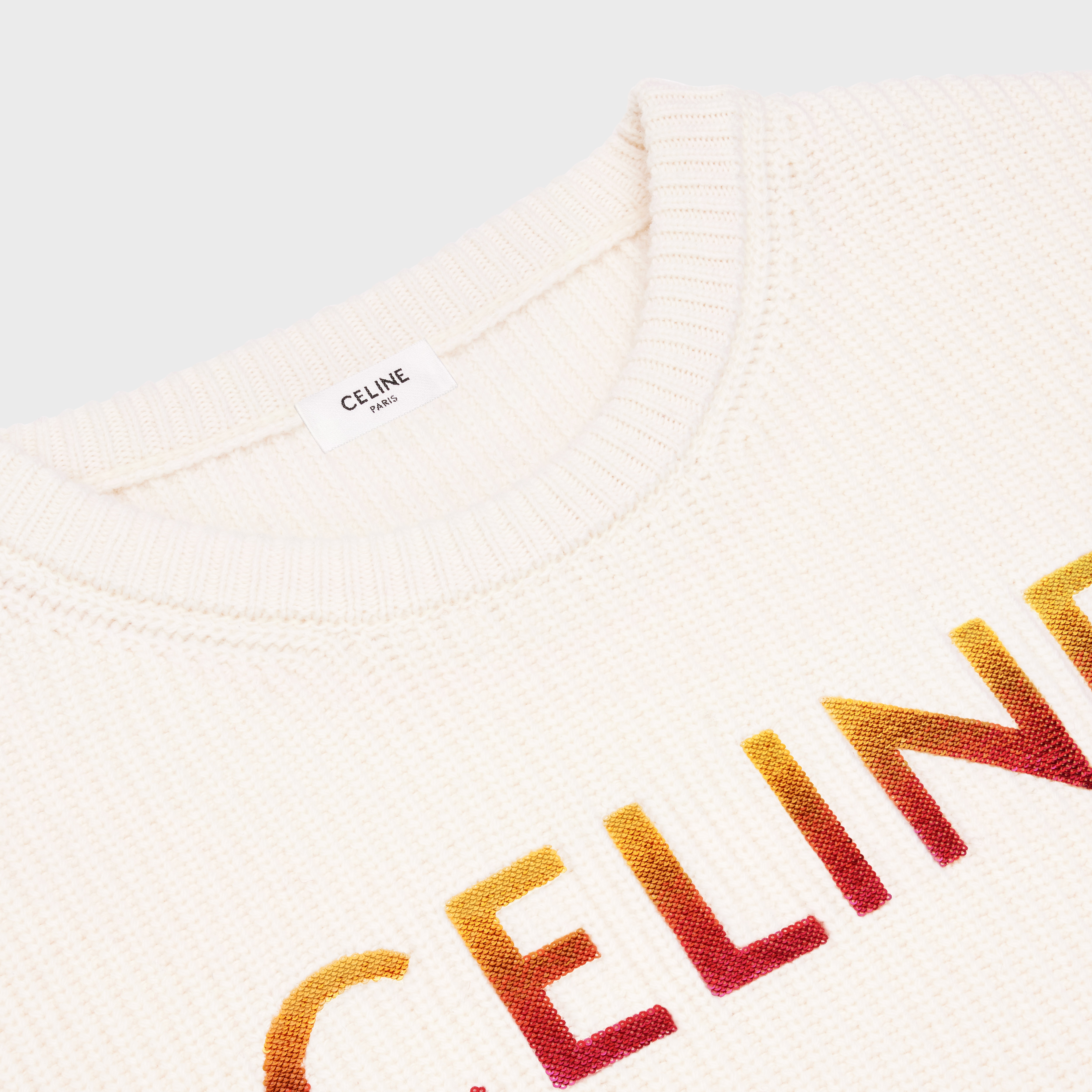 CELINE EMBROIDERED SWEATER IN RIBBED WOOL - 3