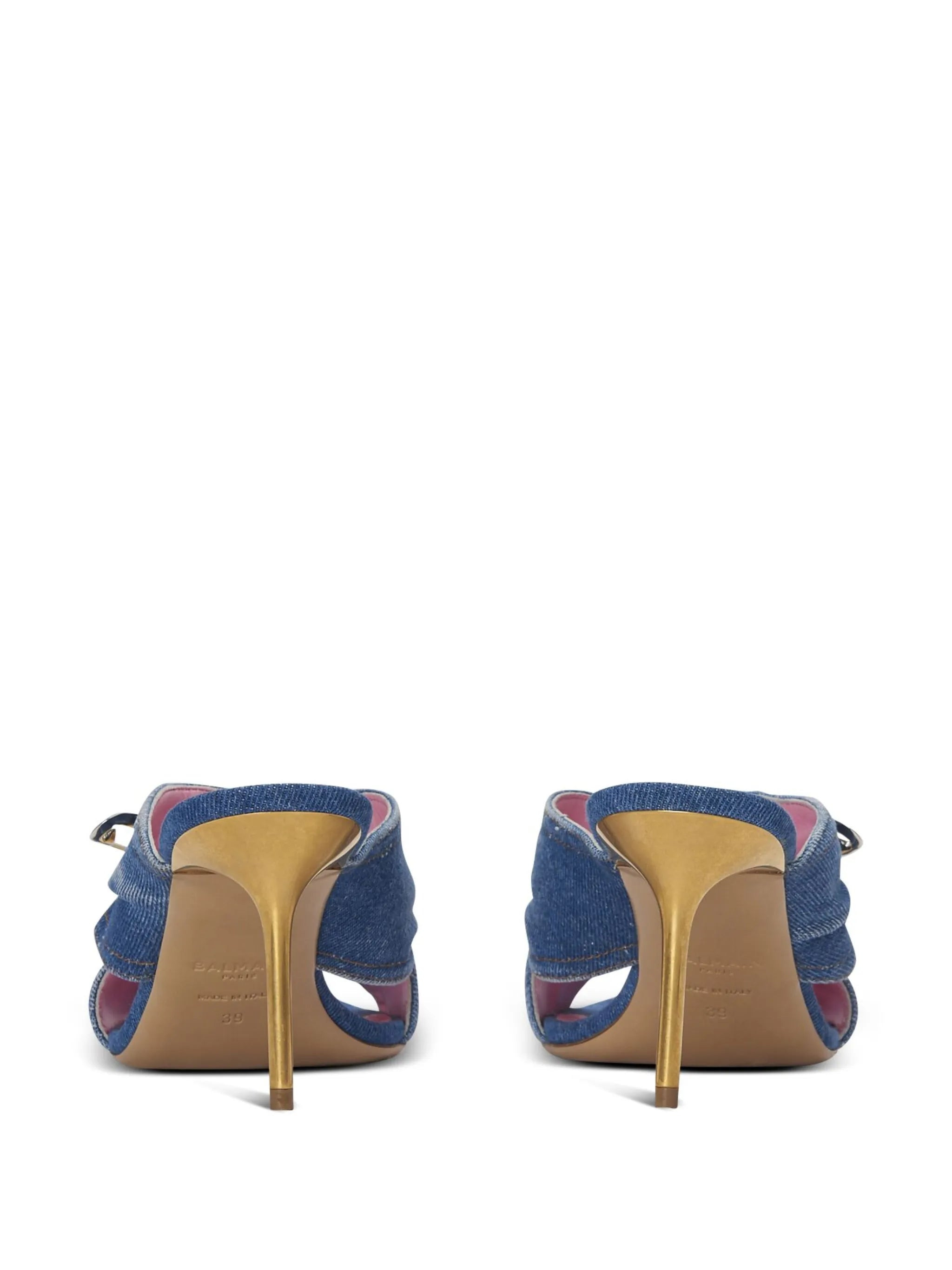 saftey-pin denim mules - 4
