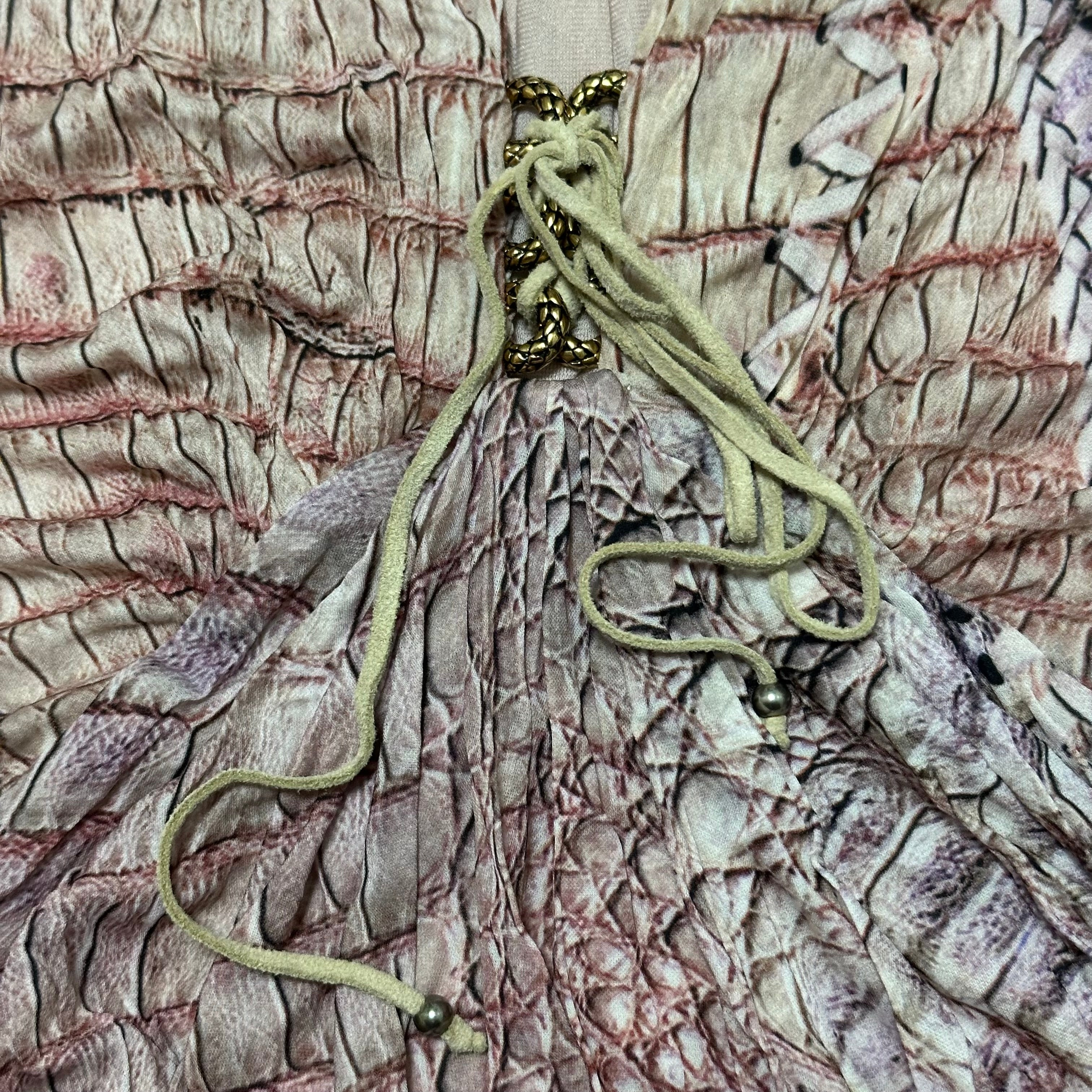 ROBERTO CAVALLI Spring Summer 2011 Crocodile Print Laced Up Dress - 5
