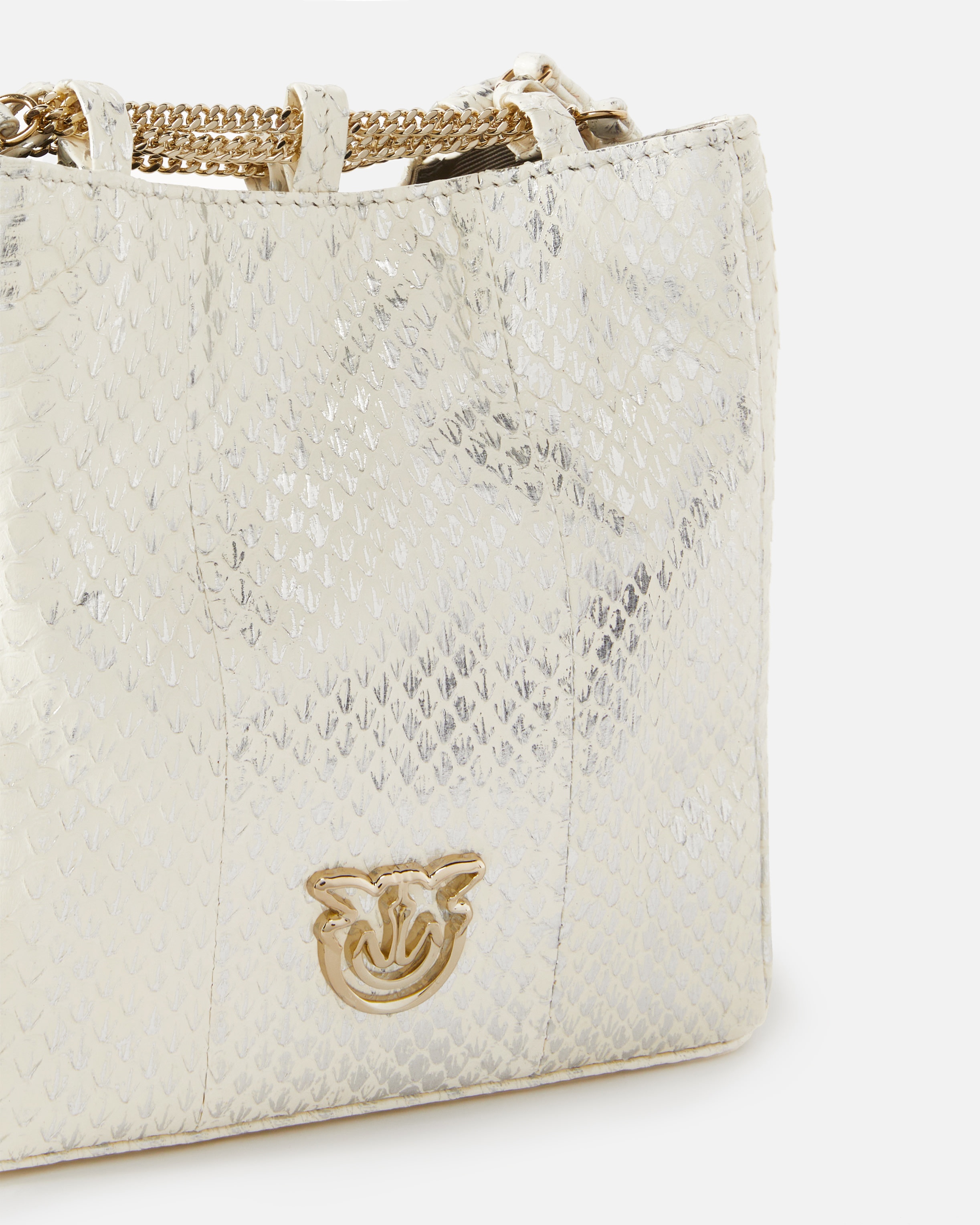 PINKO GALLERIA MINI BUCKET BAG IN LAMINATED REPTILE SKIN - 3
