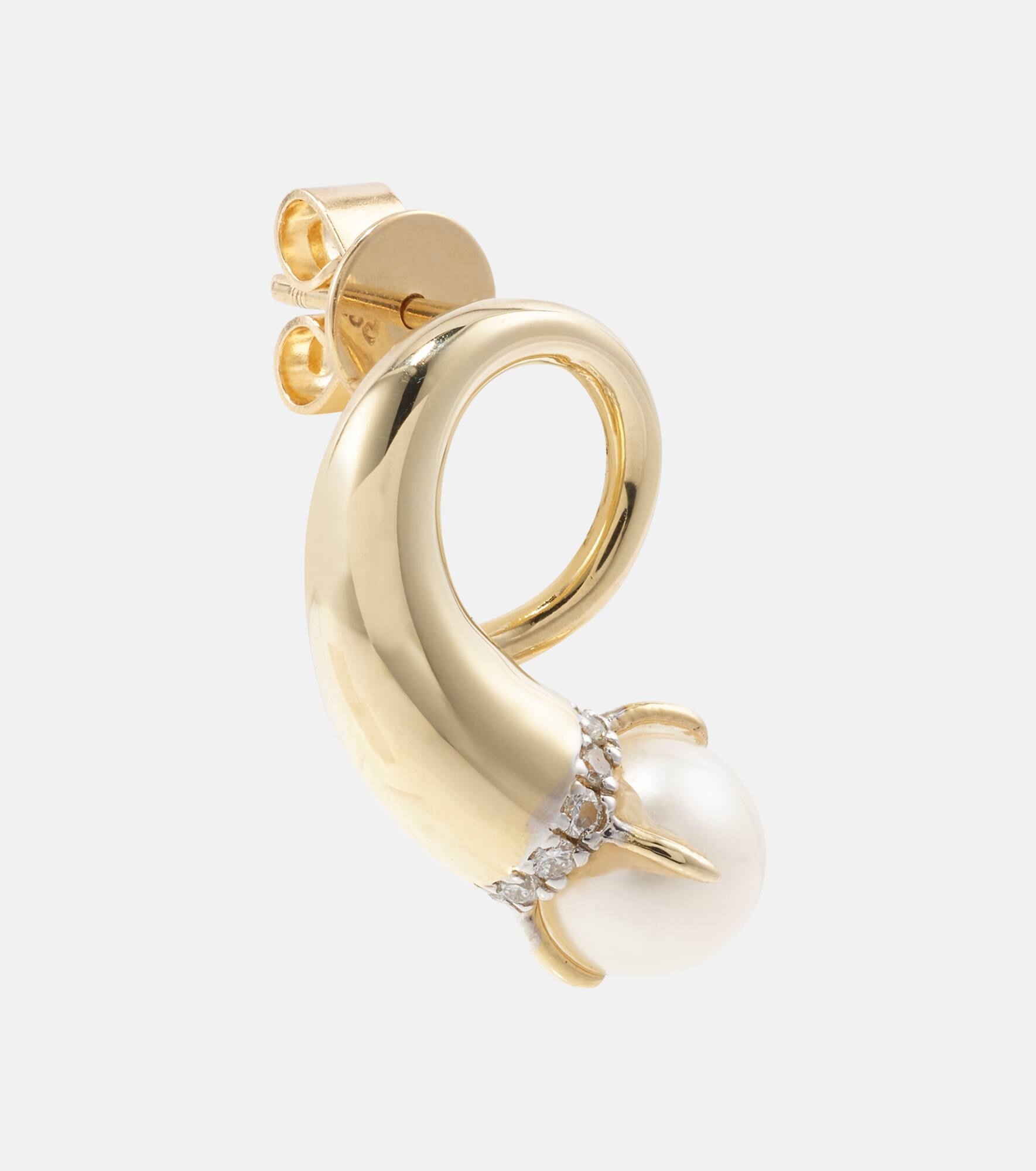 14kt gold earrings with diamonds and pearls - 4