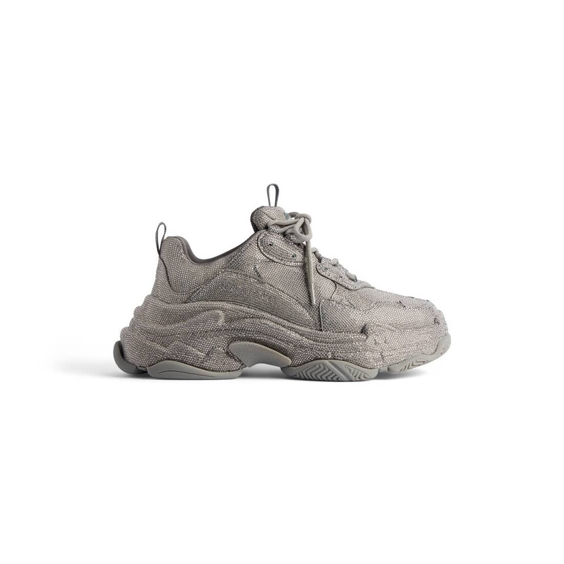 Men's Triple S Sneaker With Rhinestones in Dark Grey - 1