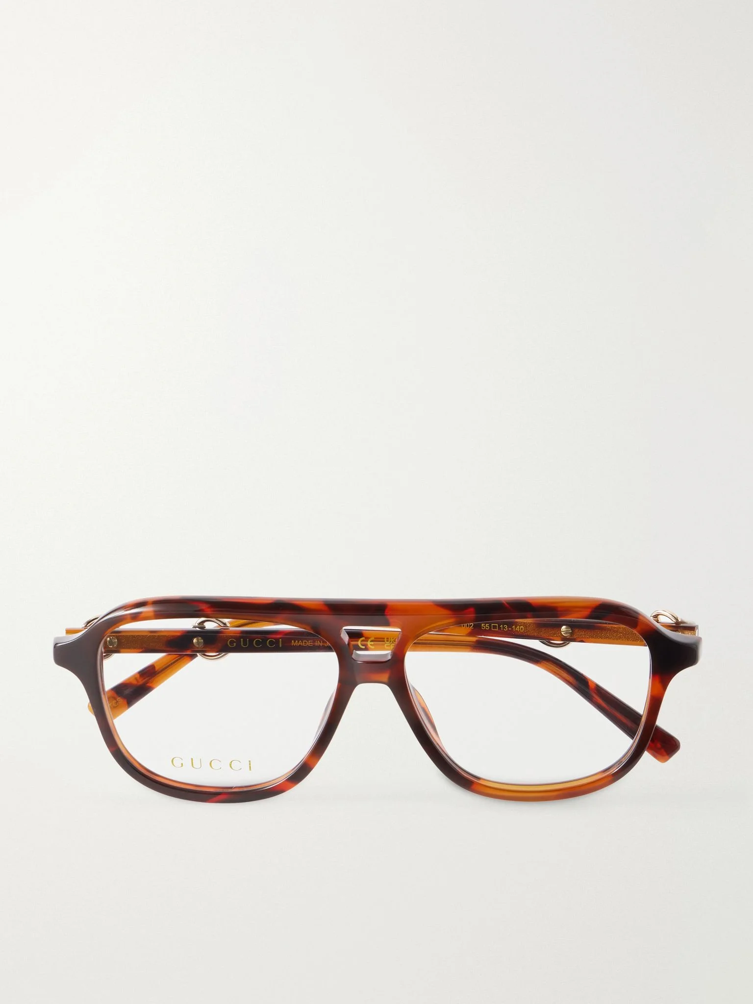 Horsebit-Detailed Aviator-Style Recycled-Acetate Glasses Brown - 1