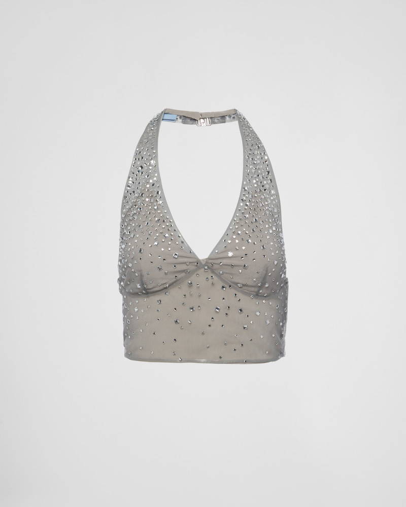 Crystal-studded tulle top 1