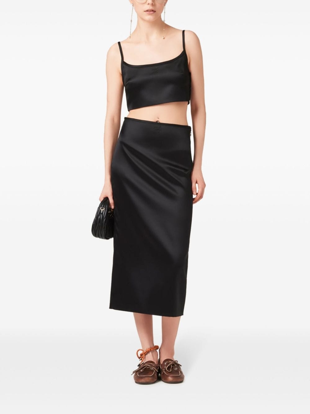 high-waist midi silk skirt - 2