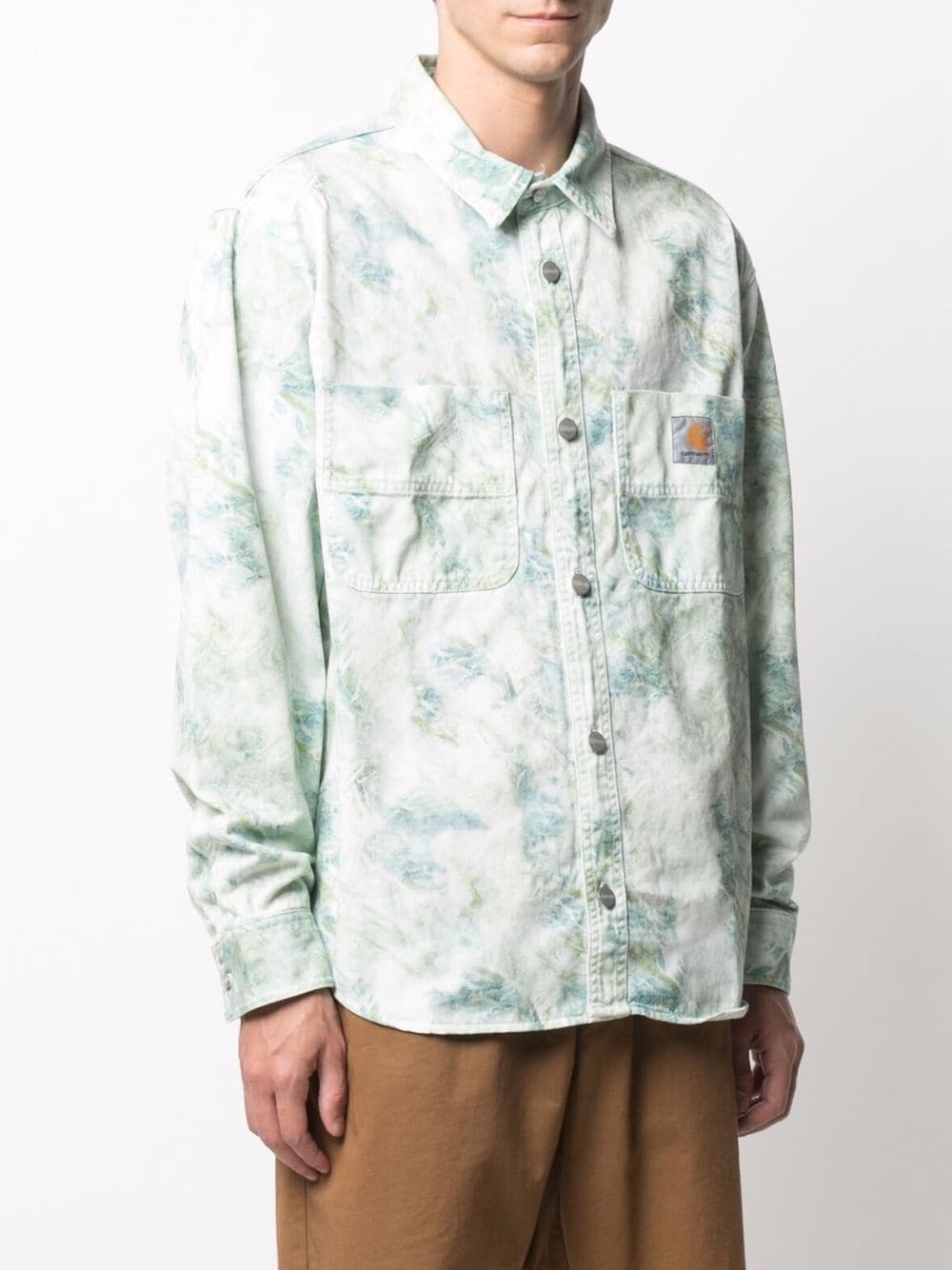 marble print pocket shirt - 3