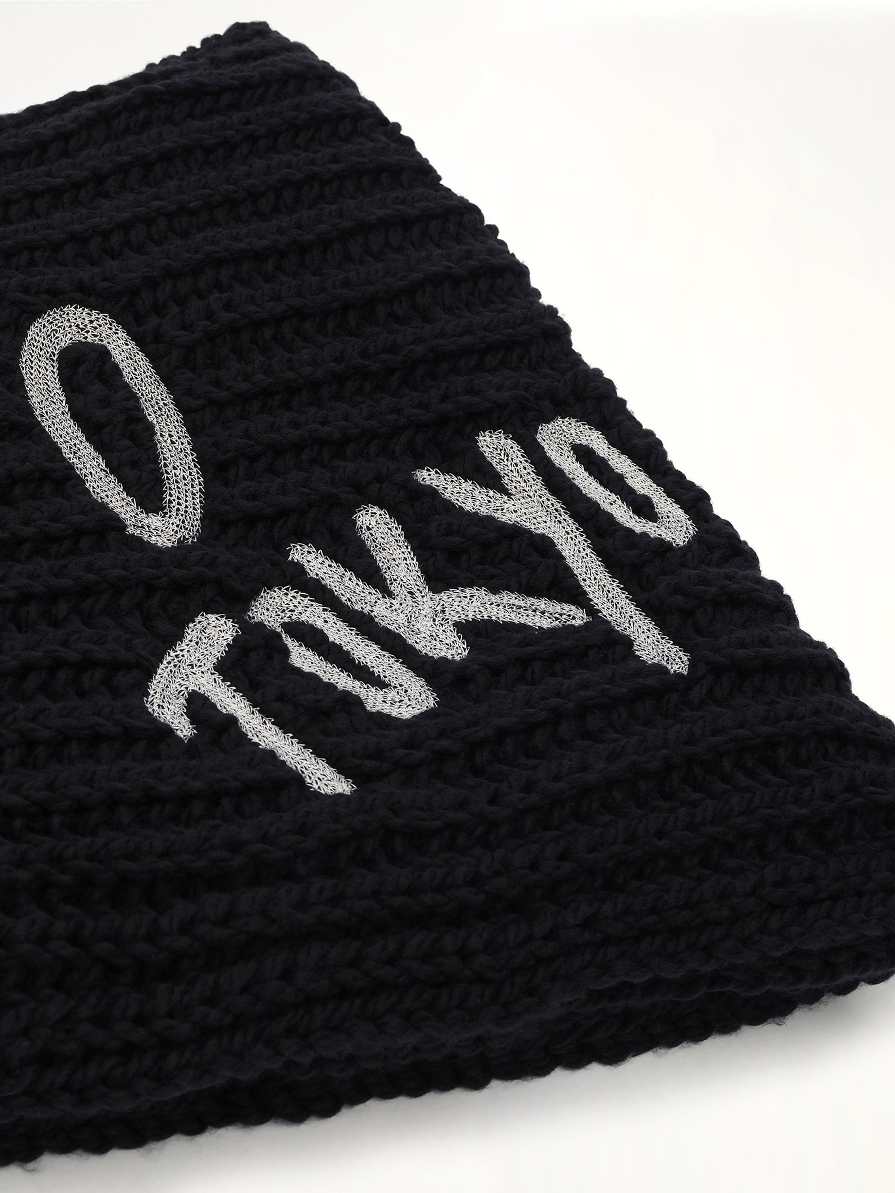 Chunky Knit Scarf in Black - 3