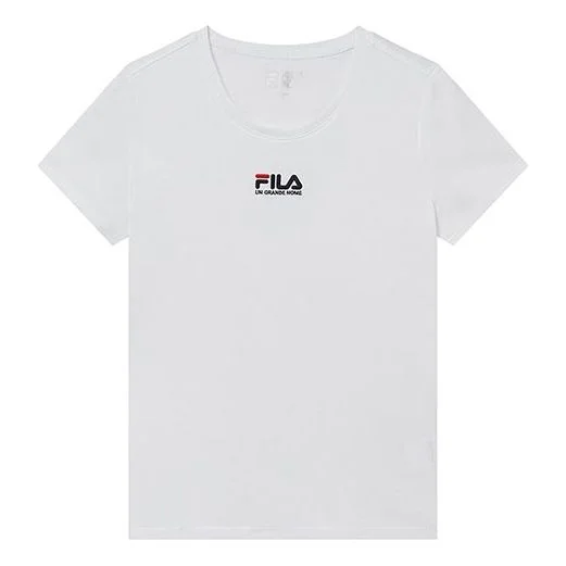 (WMNS) FILA Short Sleeve 2019 Minimalistic Embroidered Short Sleeve T White F11W928108FWT - 1