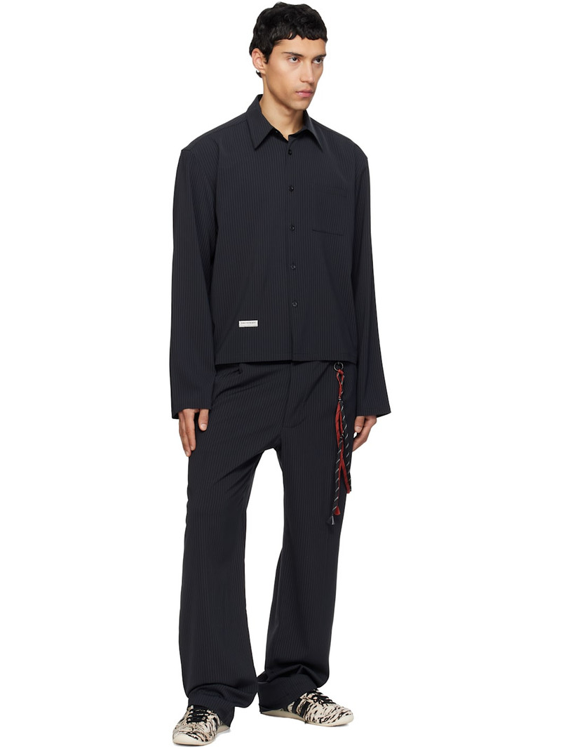 Song for the Mute Navy Pinstripe Gabardine L/S Shirt outlook
