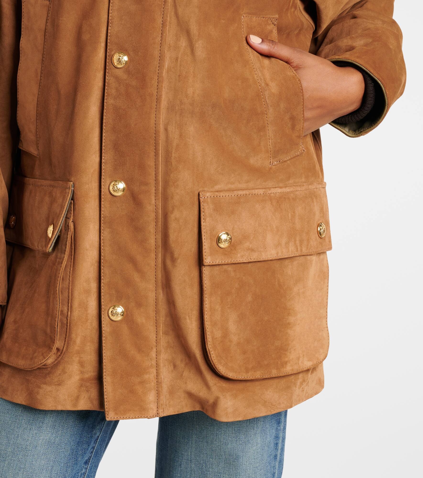 Kedem leather-trimmed suede parka - 5