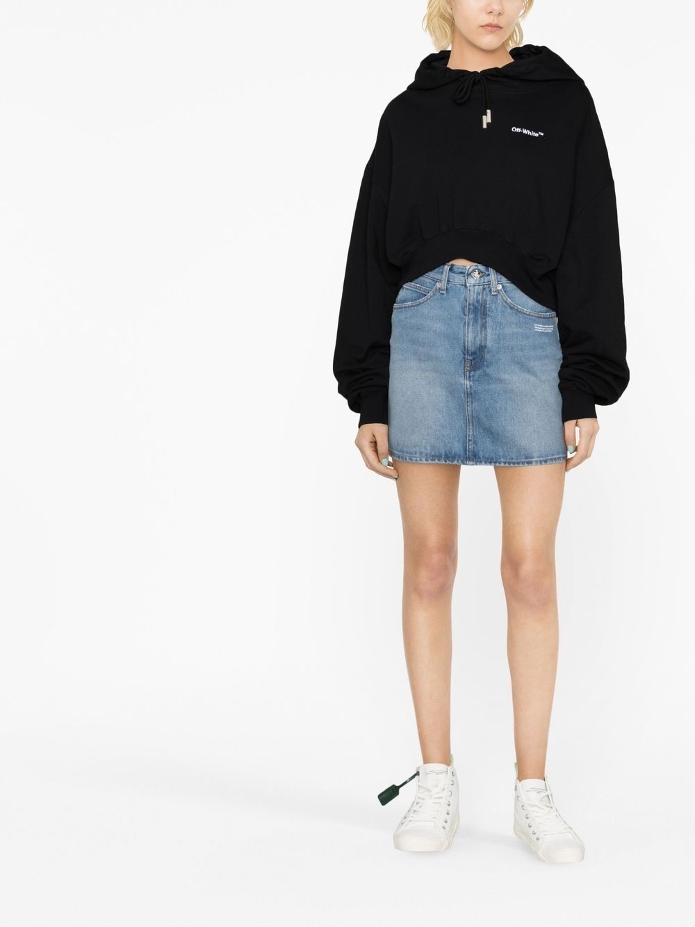 high-waisted mini denim skirt - 2