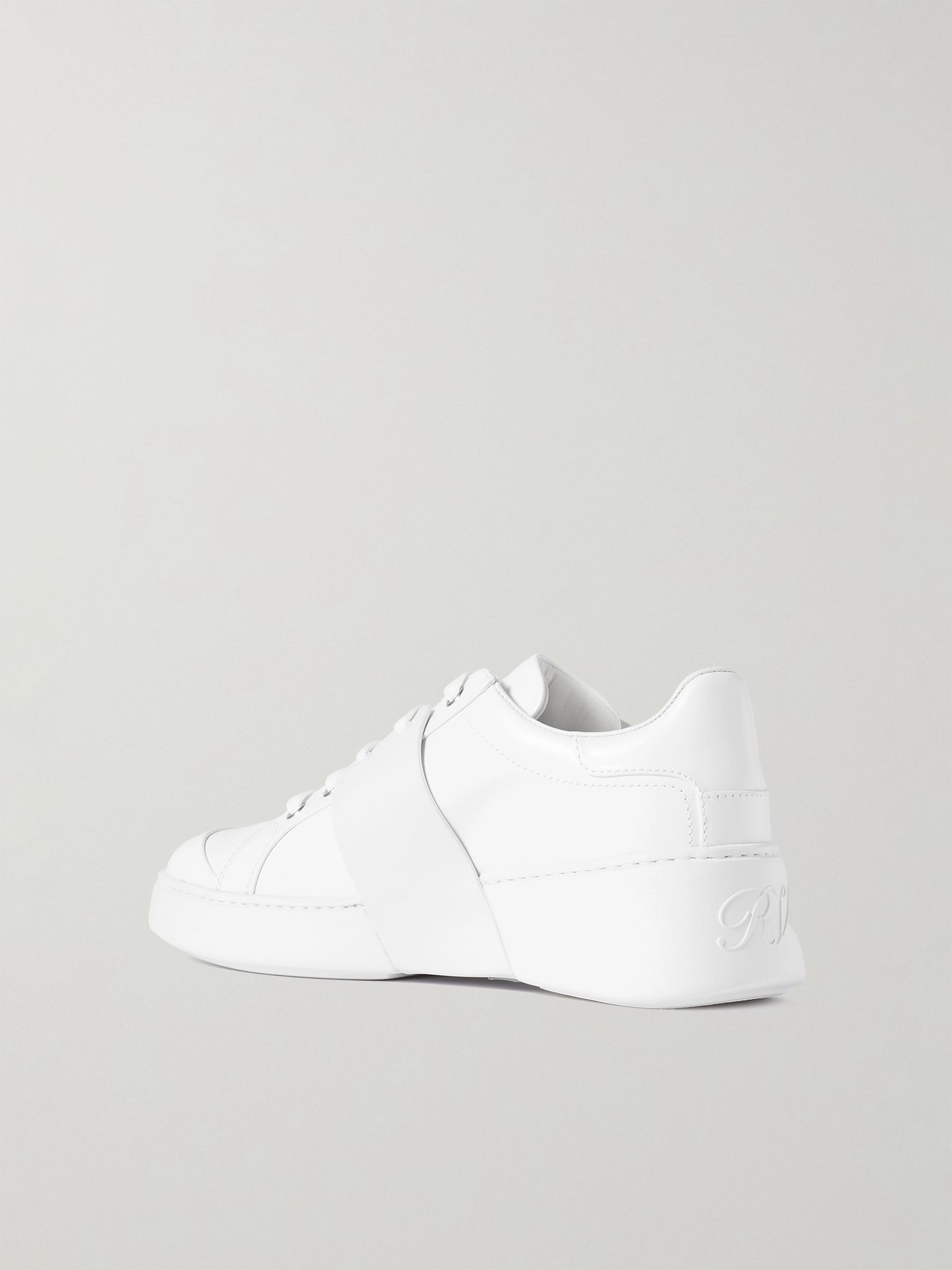 Viv Skate crystal-embellished rubber-trimmed leather sneakers White - 3