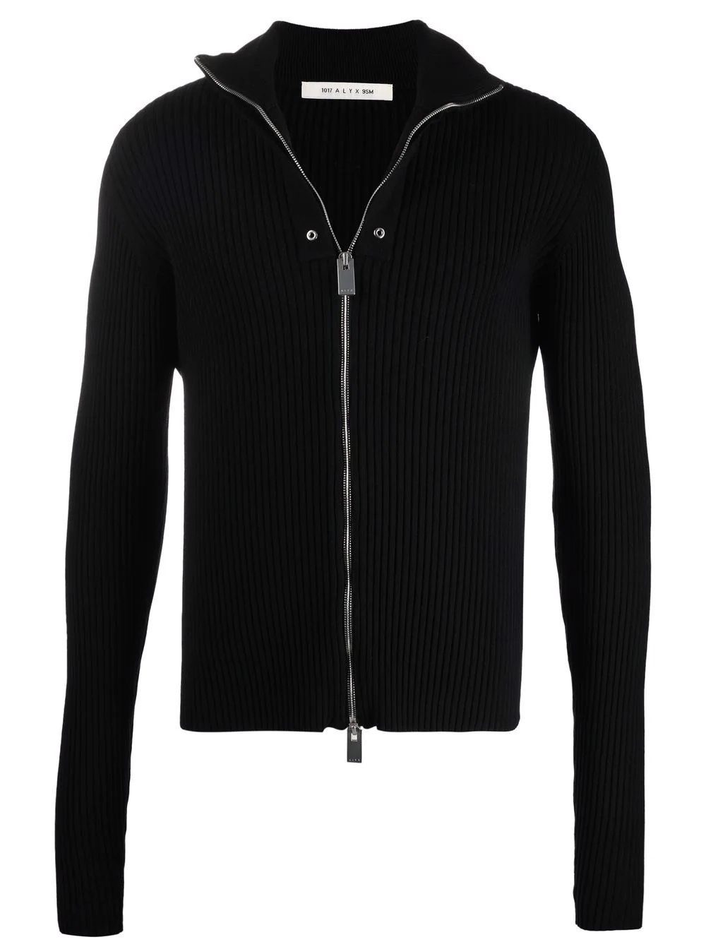 zipped ribbed knit cardigan - 1