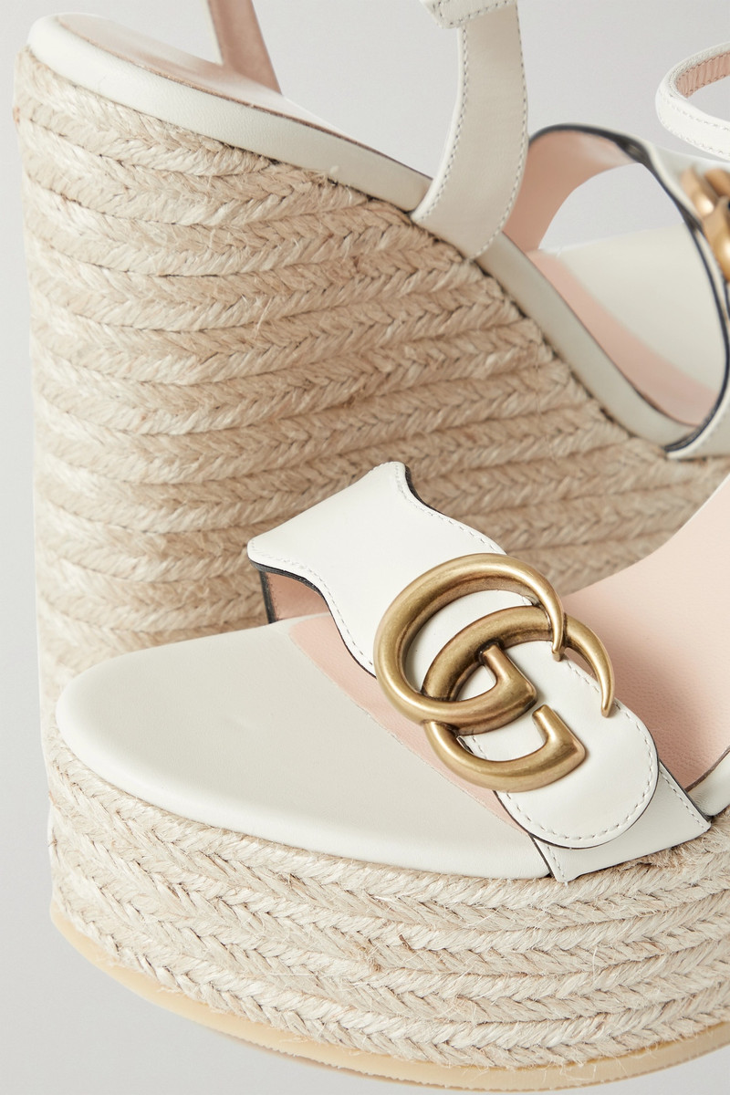 Aitana logo-embellished leather wedge espadrille sandals 4