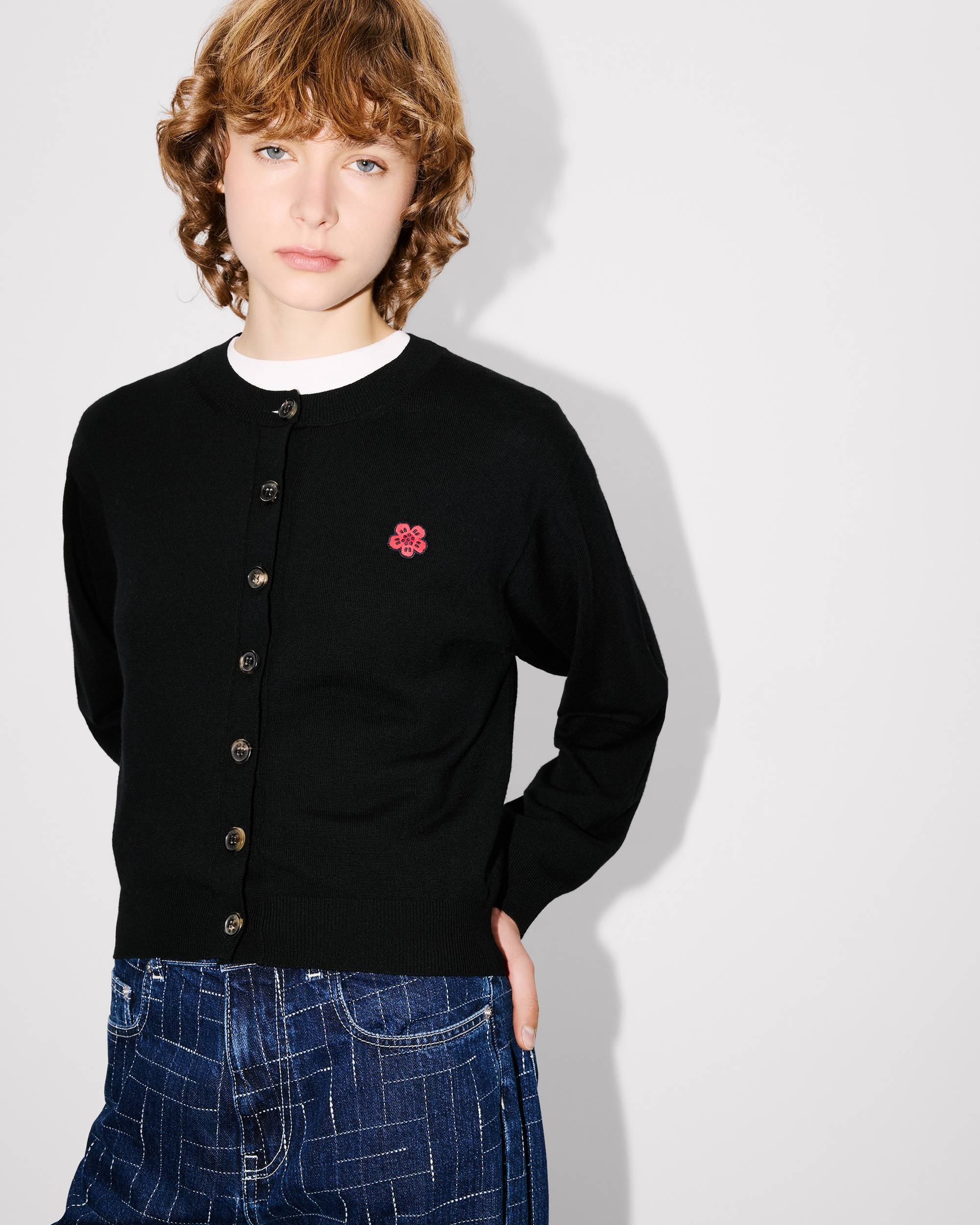 'Boke Flower' embroidered cardigan in merino wool - 7